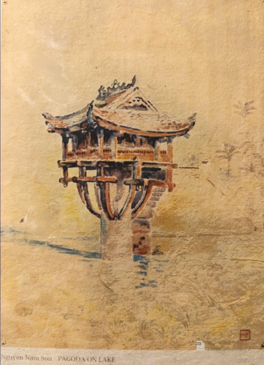Poster on Dó lụa paper - Chùa Một Cột