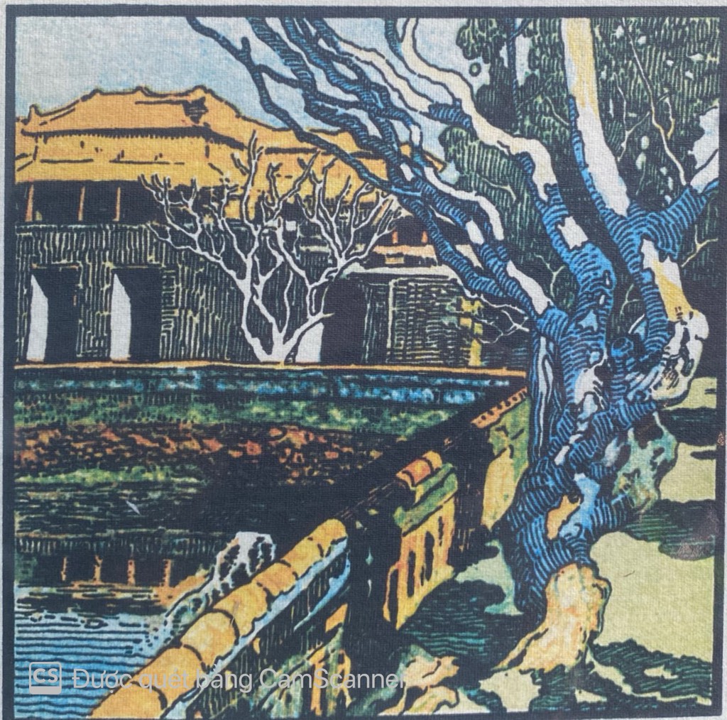 Poster on Dó lụa paper - Một góc văn miếu