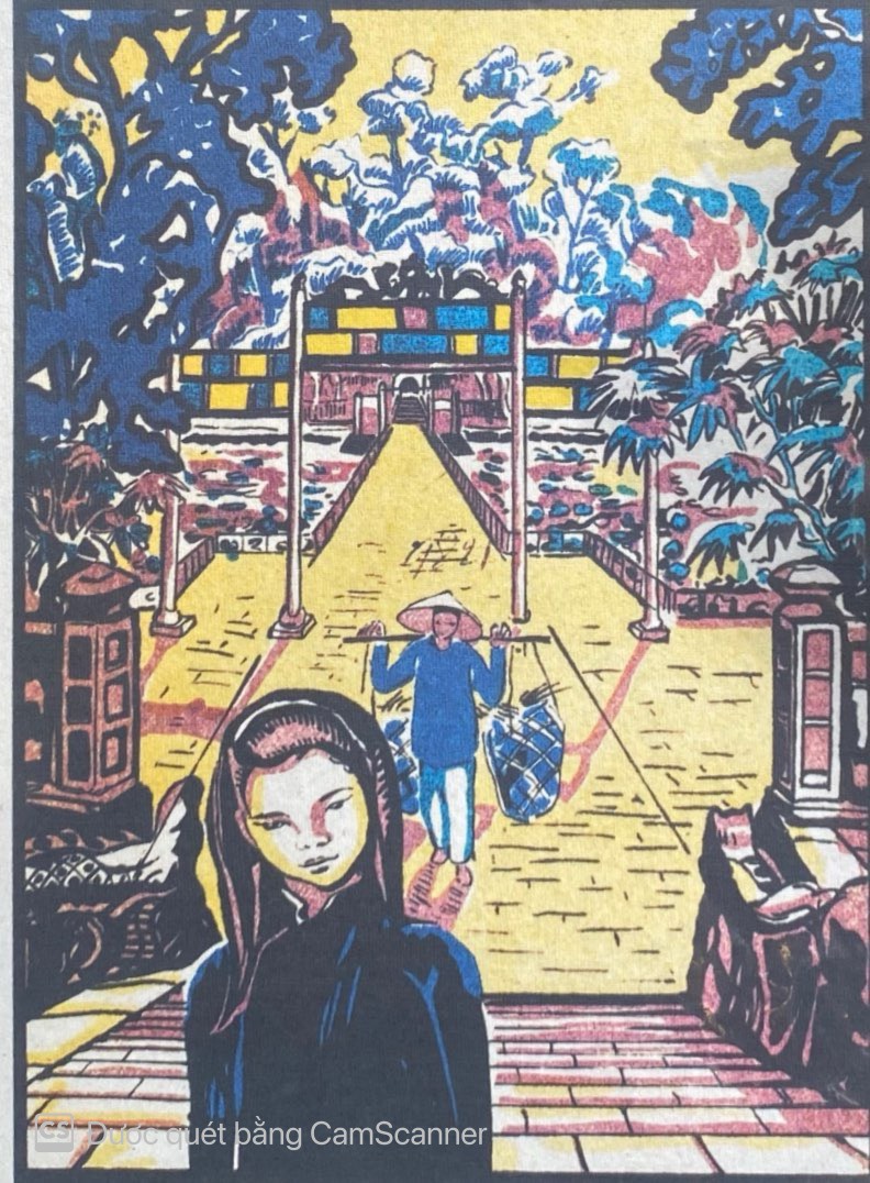 Poster on Dó lụa paper - Cô gái An Nam