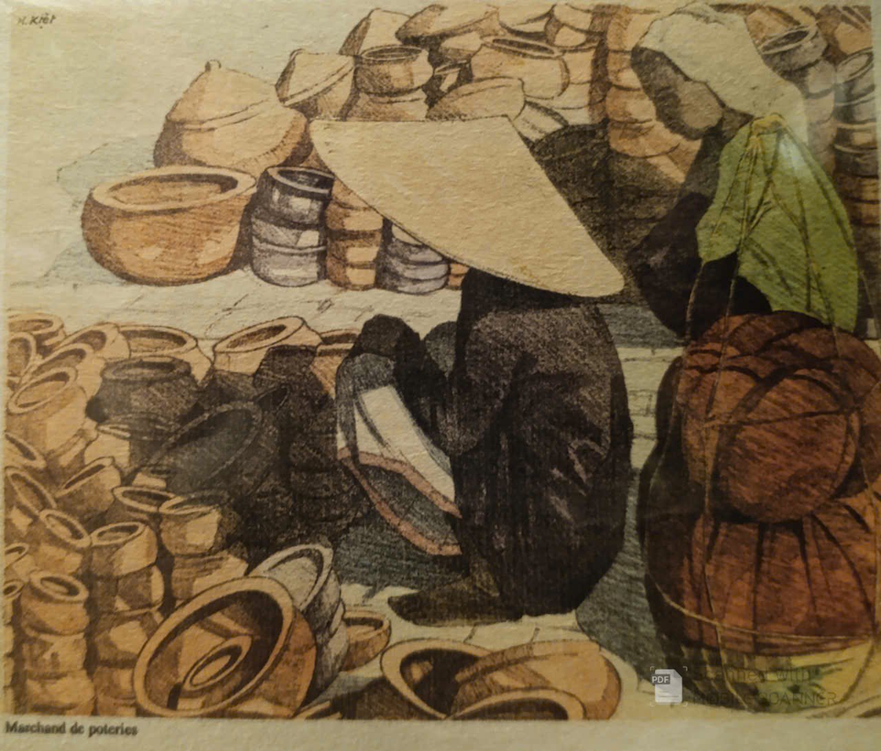 Poster on Dó lụa paper - Người bán gốm