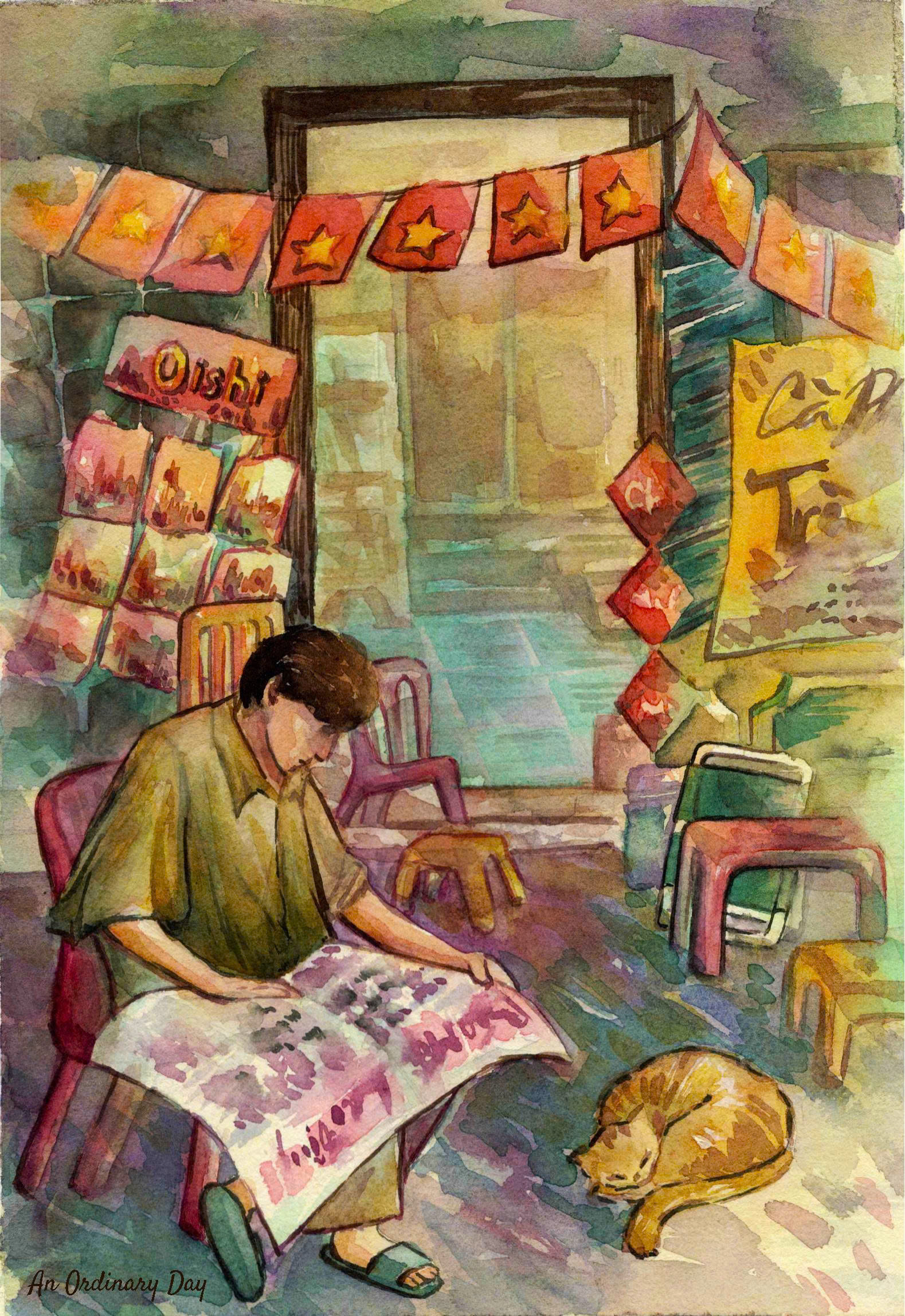 Postcard on Dó paper - Chuyện thường ngày ở tiệm tạp hóa