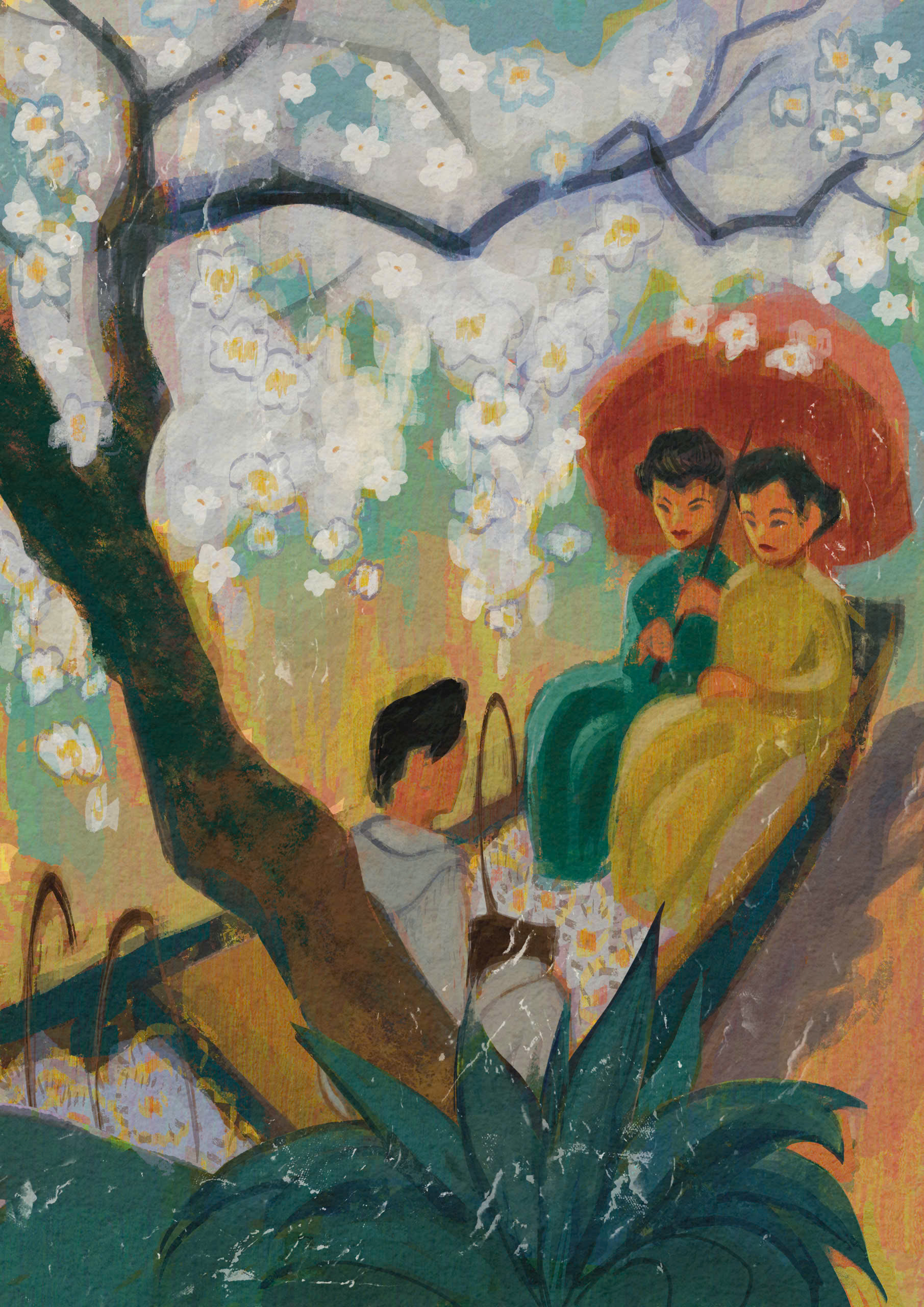 Postcard on Dó paper - Du xuân