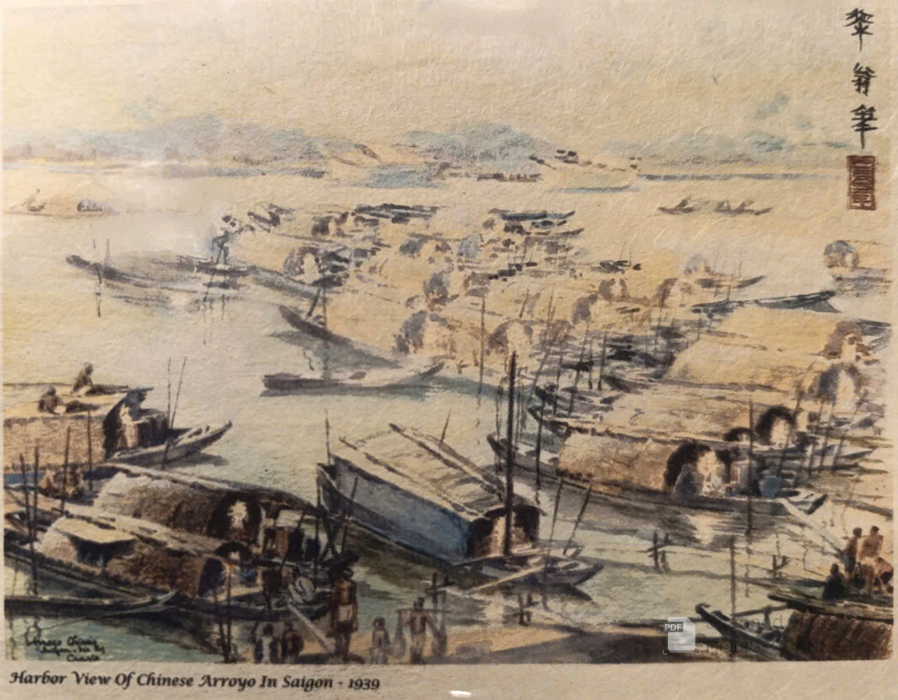 Poster on Dó lụa paper - Cảnh quan bến cảng 1939