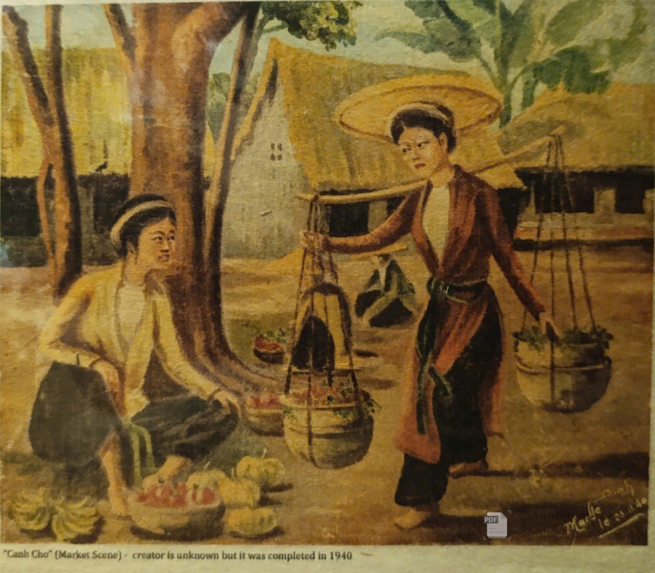 Poster on Dó lụa paper - Canh chợ