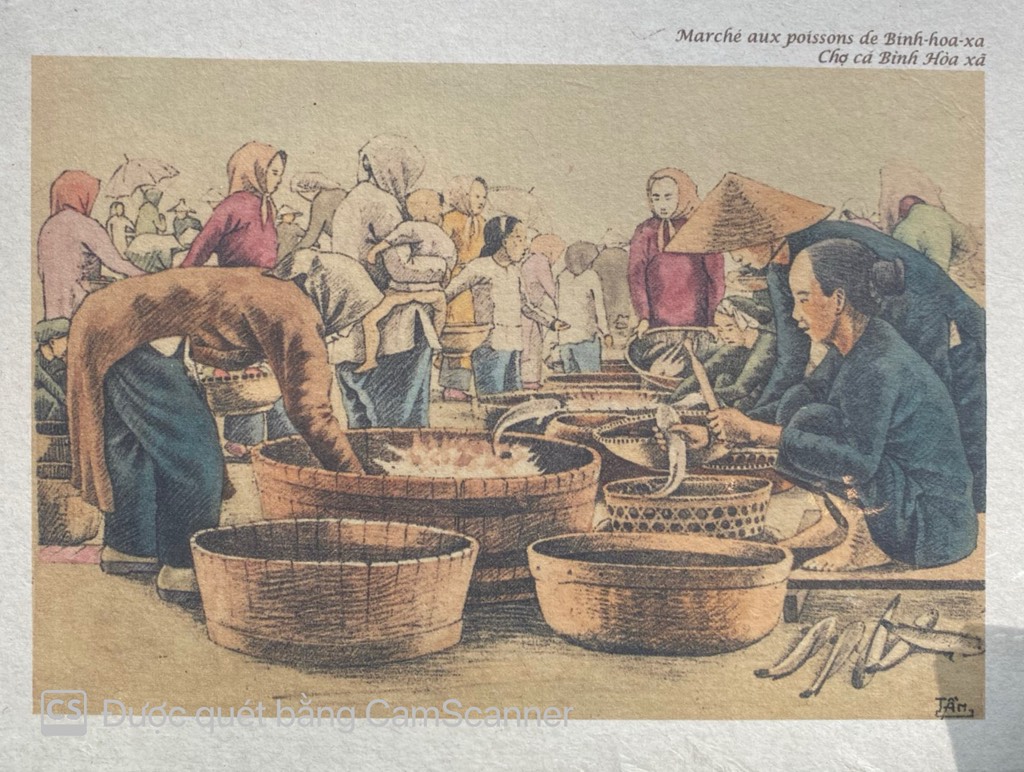 Poster on Dó lụa paper - Chợ cá bình hòa xã