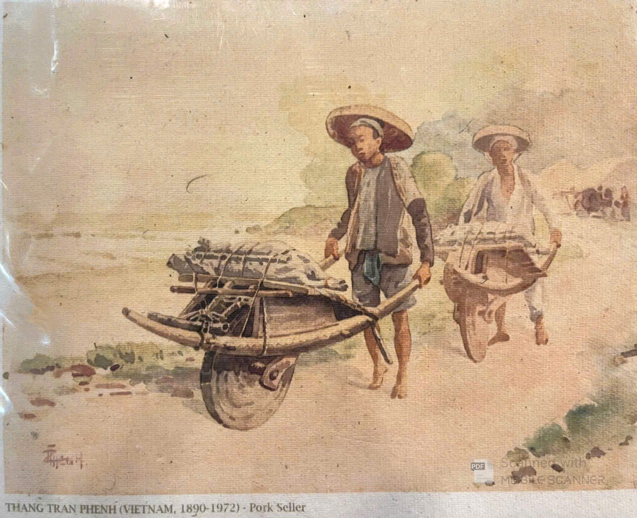 Poster on Dó lụa paper - Người bán thịt lợn