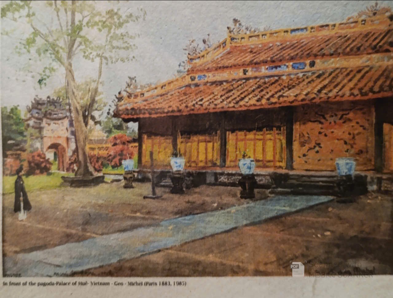 Poster on Dó lụa paper - Trước miếu, Hoàng thành Huế