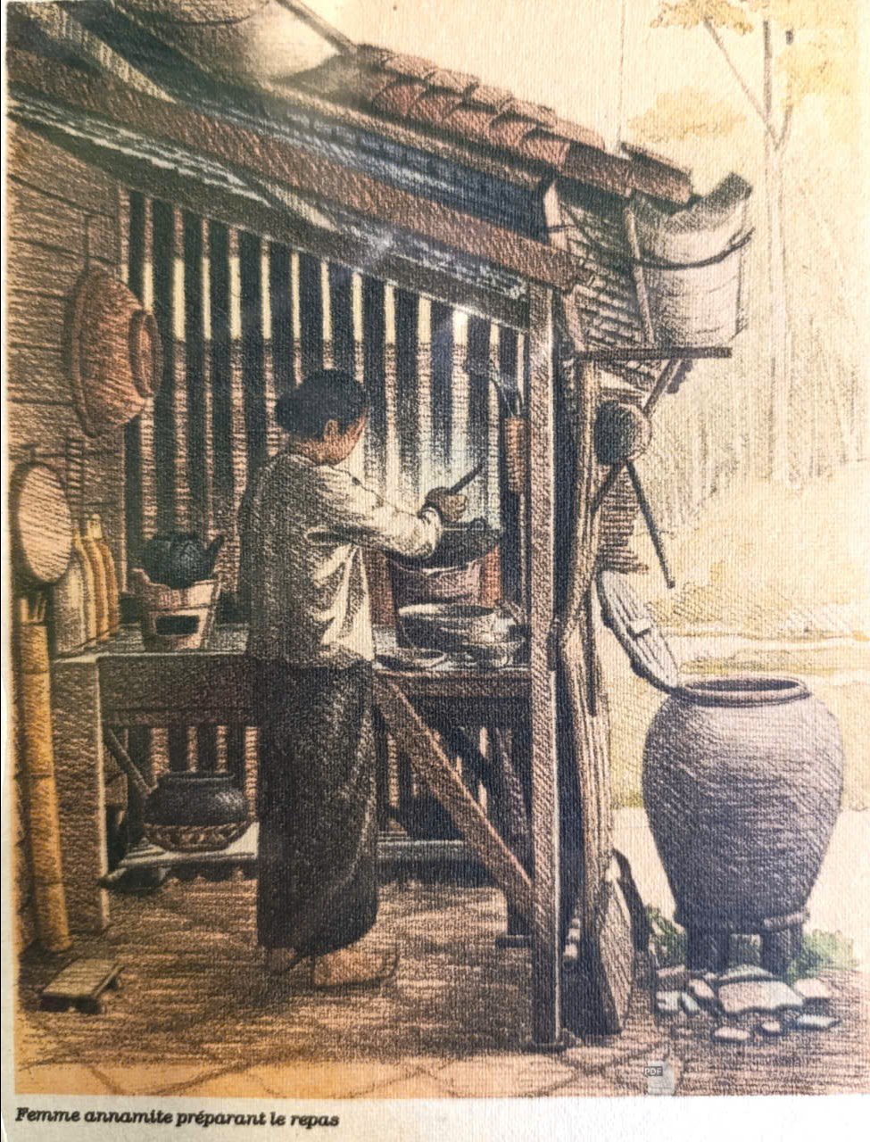 Poster on Dó lụa paper - Nấu ăn