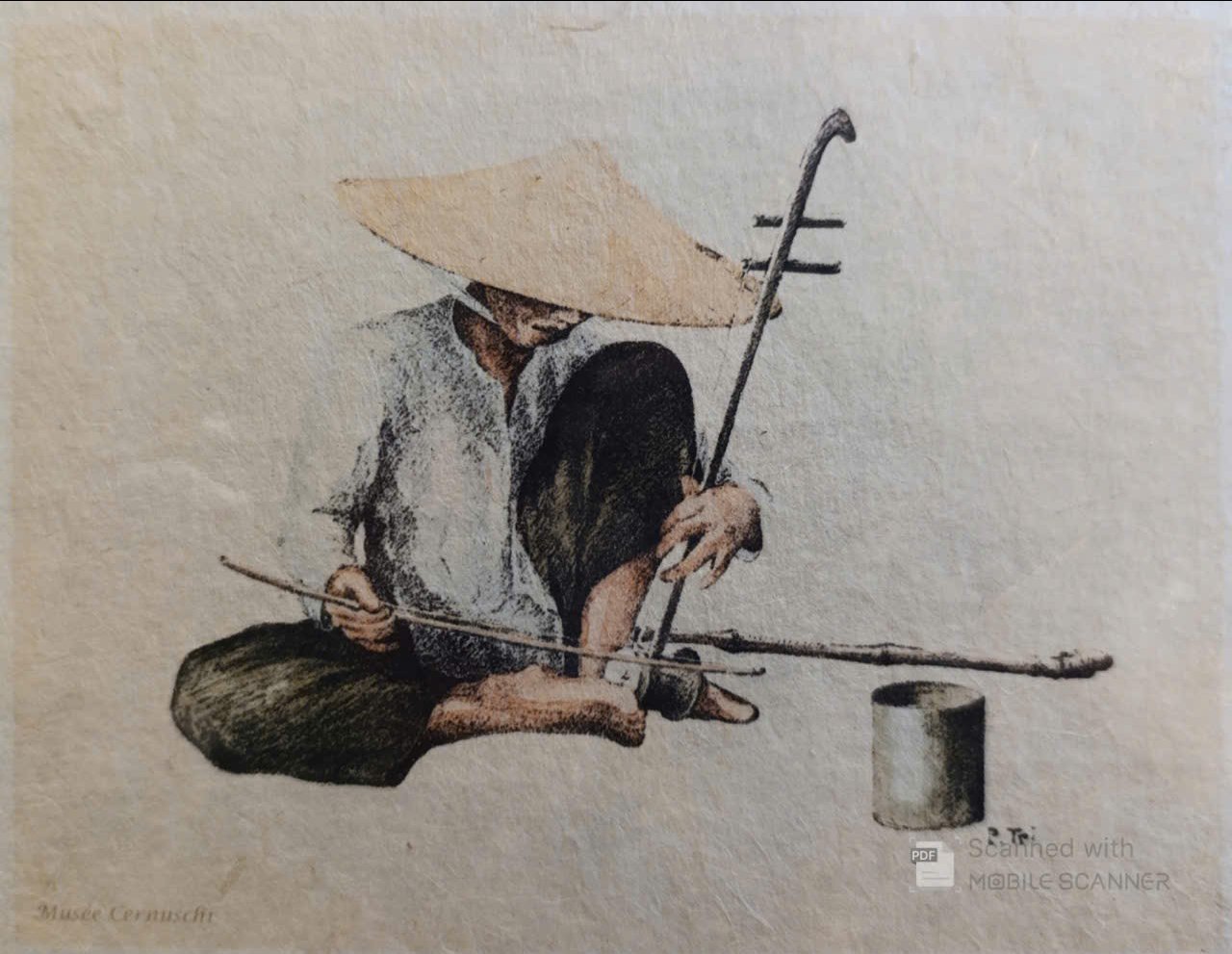Poster on Dó lụa paper - Chân dung một nhạc công mù