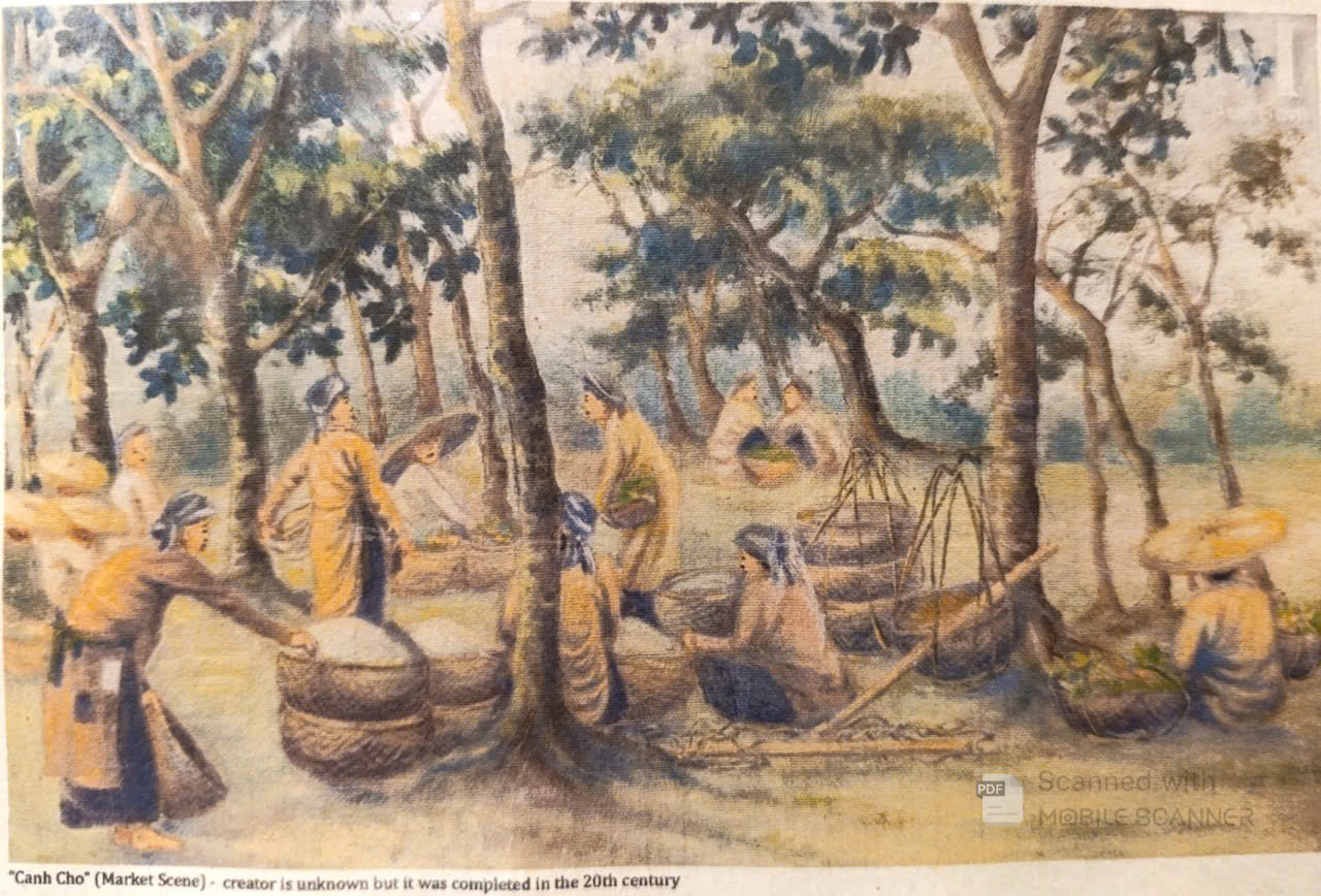 Poster on Dó lụa paper - Canh chợ 20th