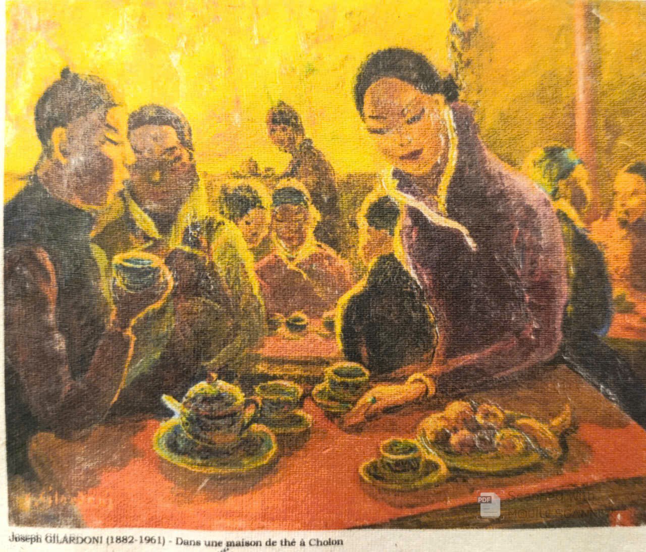 Poster on Dó lụa paper - LE THE DANS UN ETABLISSEMENT - Joseph Gilardoni (1882–1961)
