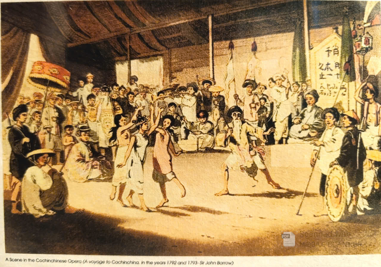 Poster on Dó lụa paper - Một cảnh trong nhà hát ở Đông Dương