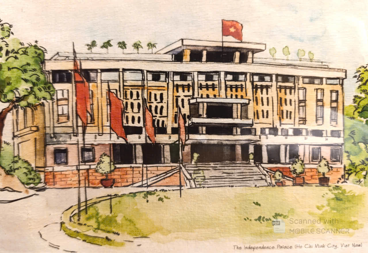 Postcard on Dó paper - Dinh Độc Lập