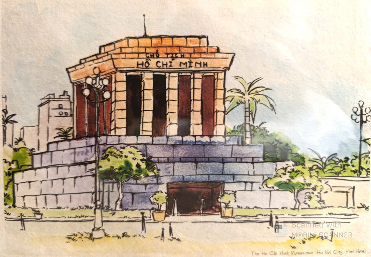 Postcard on Dó paper - Lăng Bác