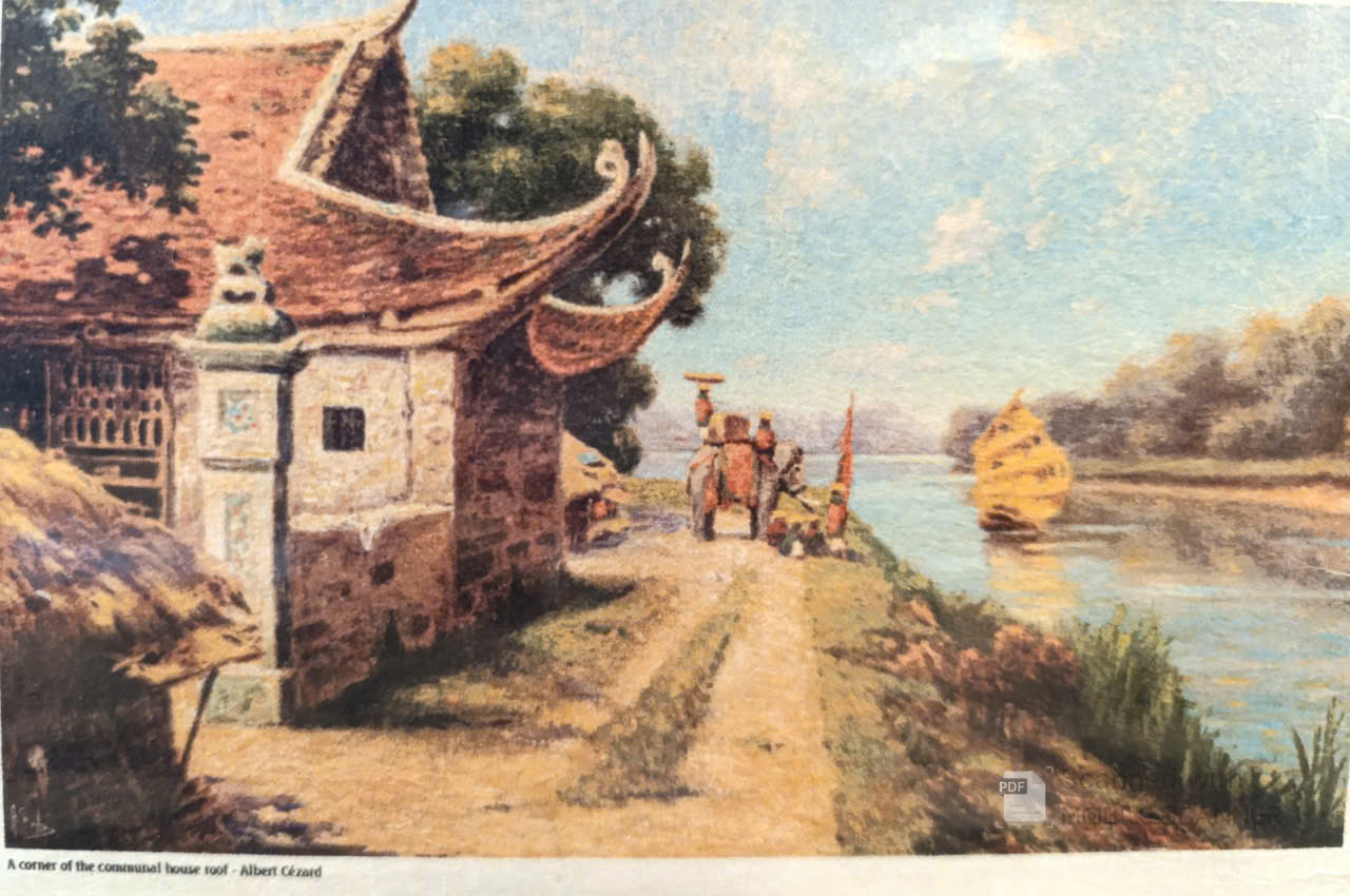 Poster on Dó lụa paper - Một góc mái đình