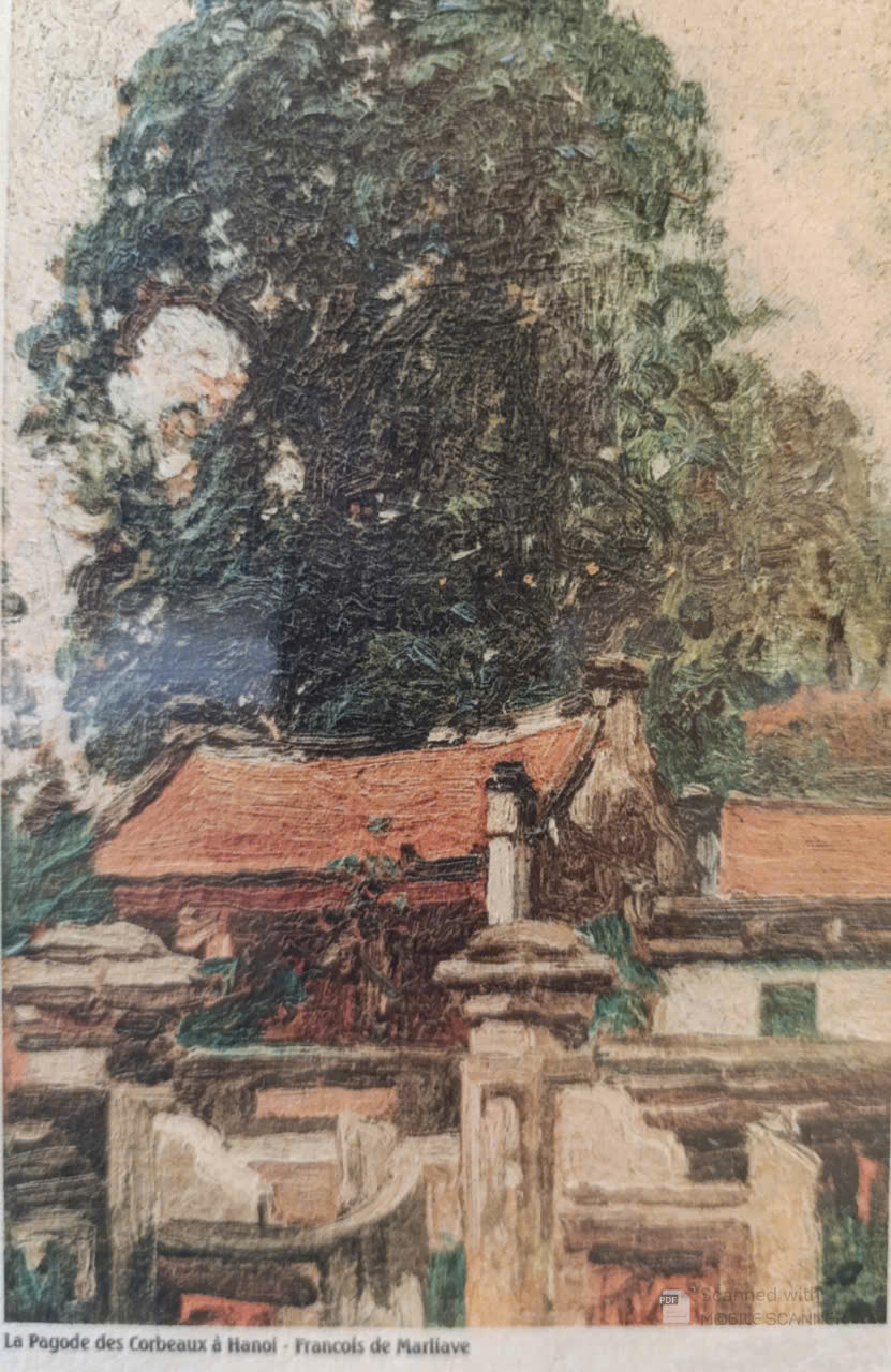 Poster on Dó lụa paper - Chùa Quạ ở Hà Nội