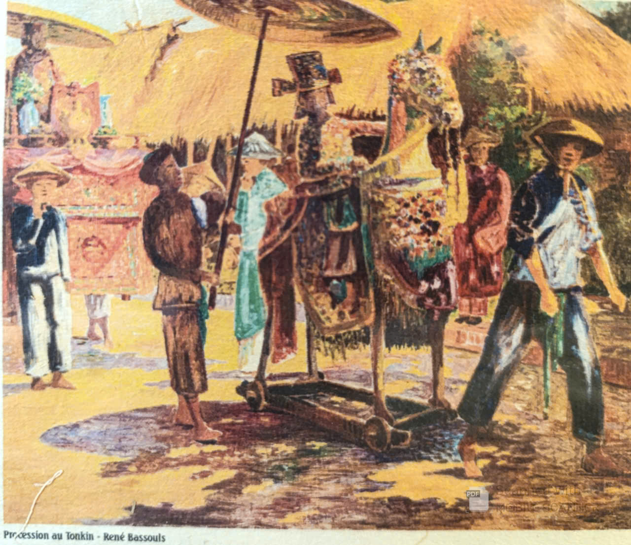 Poster on Dó lụa paper - Đám rước ở Bắc Kì