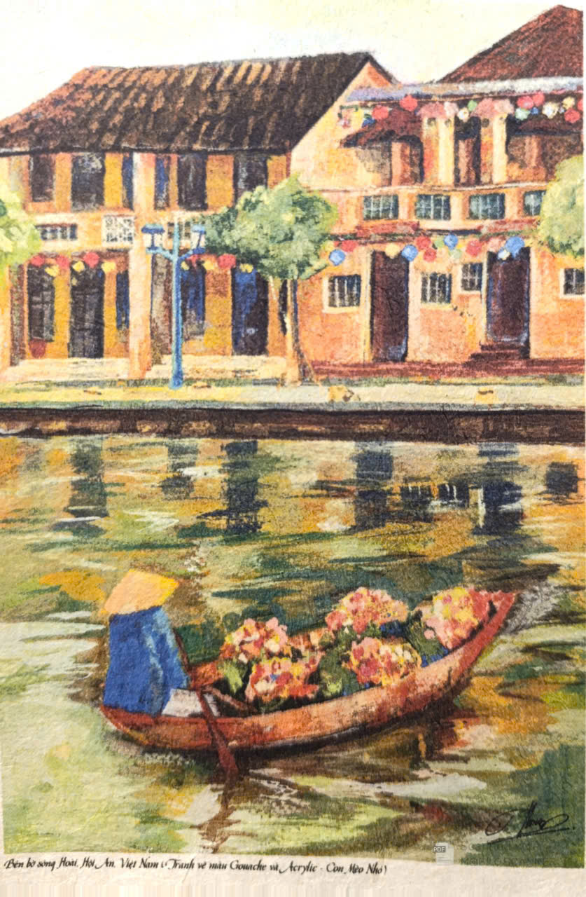 Poster on Dó lụa paper - Bên bờ sông Hoài