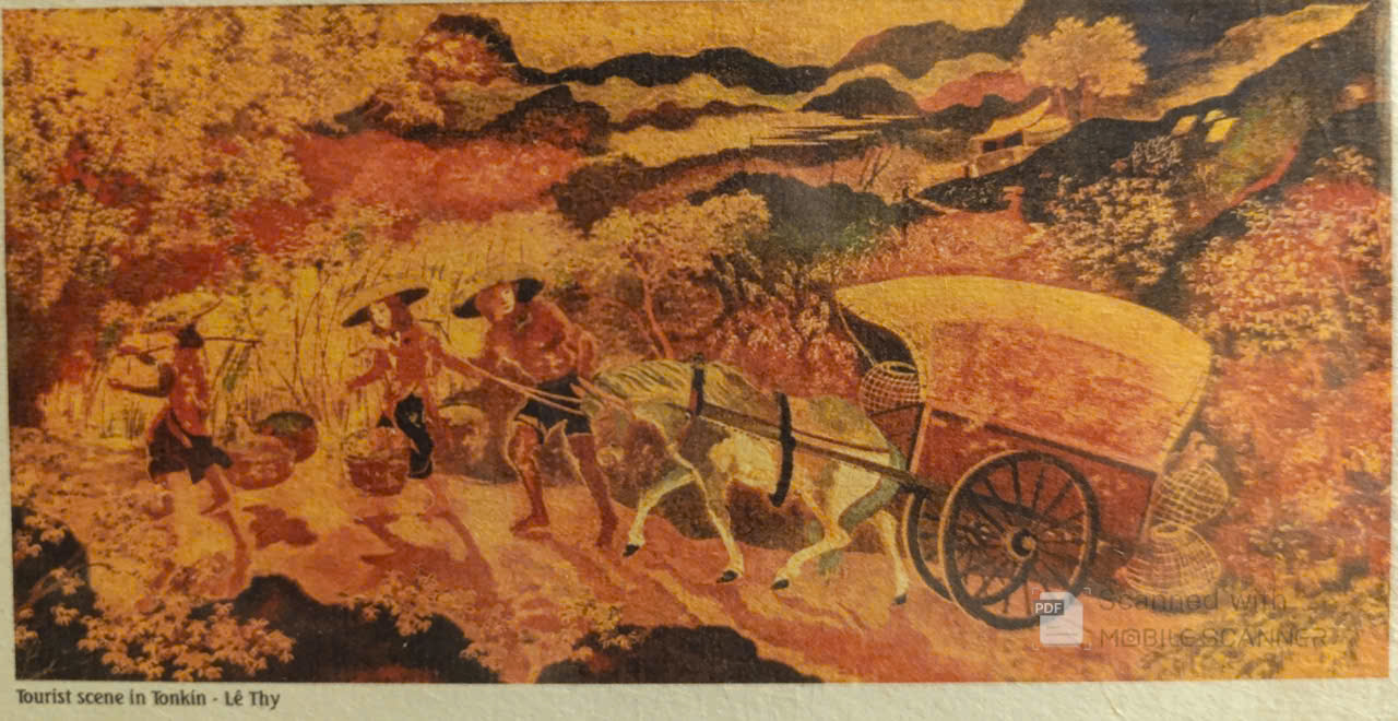 Poster on Dó lụa paper - Traveling Scene in Tokin