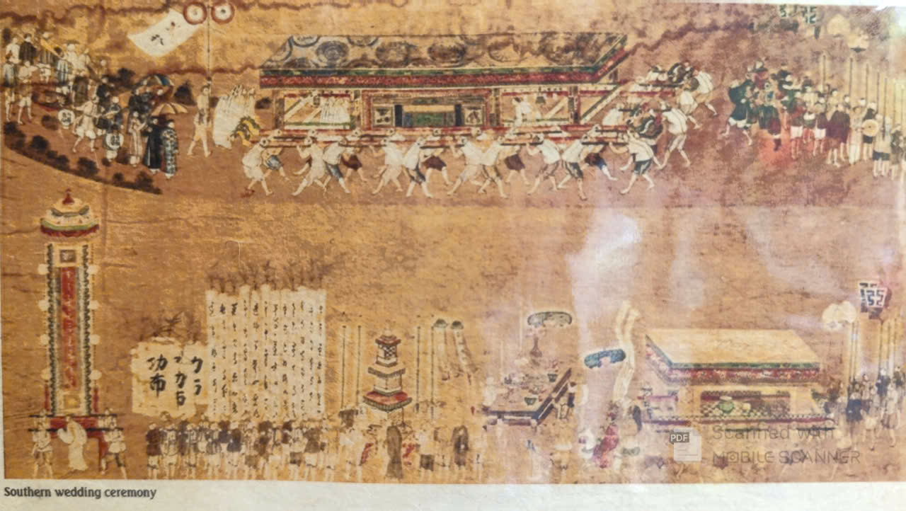 Poster on Dó lụa paper - Nghi lễ cưới ở miền Nam