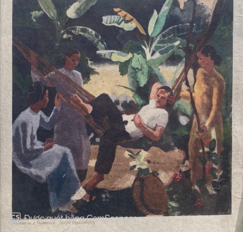 Poster on Dó lụa paper - Women in a Hanmock - Joseph Inguimberty