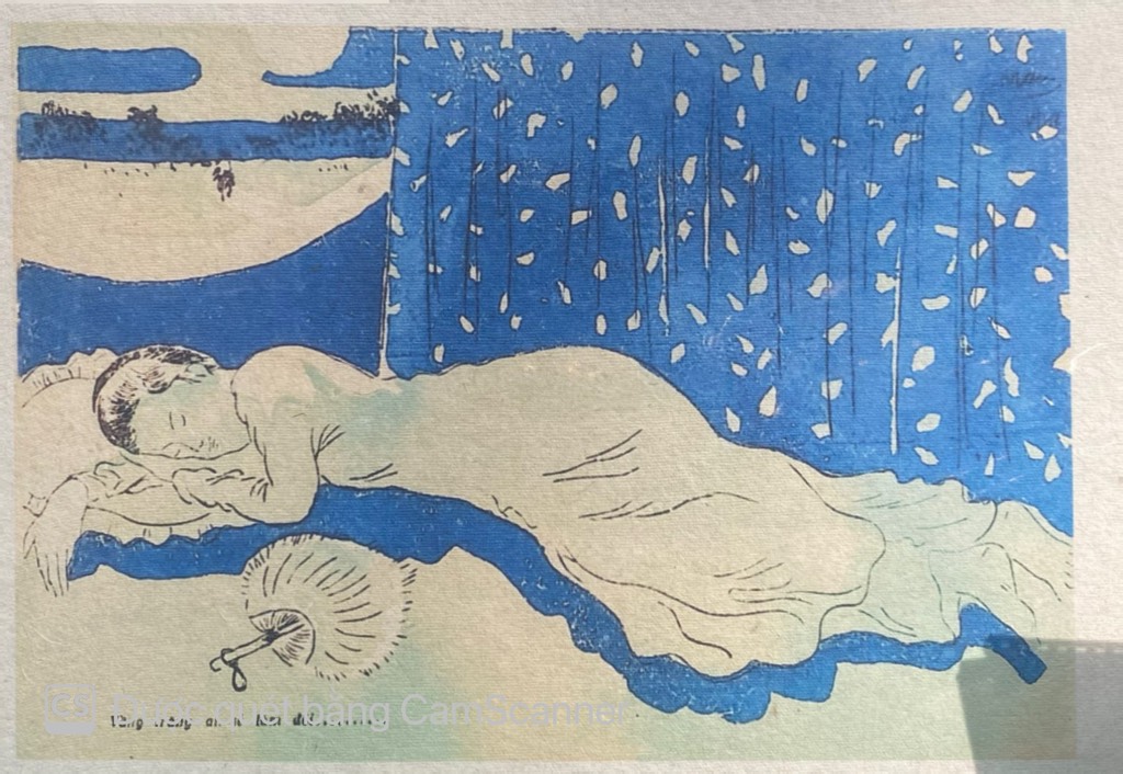 Poster on Dó lụa paper - vầng trăng ai sẻ làm đôi - Nguyễn Tường Lân