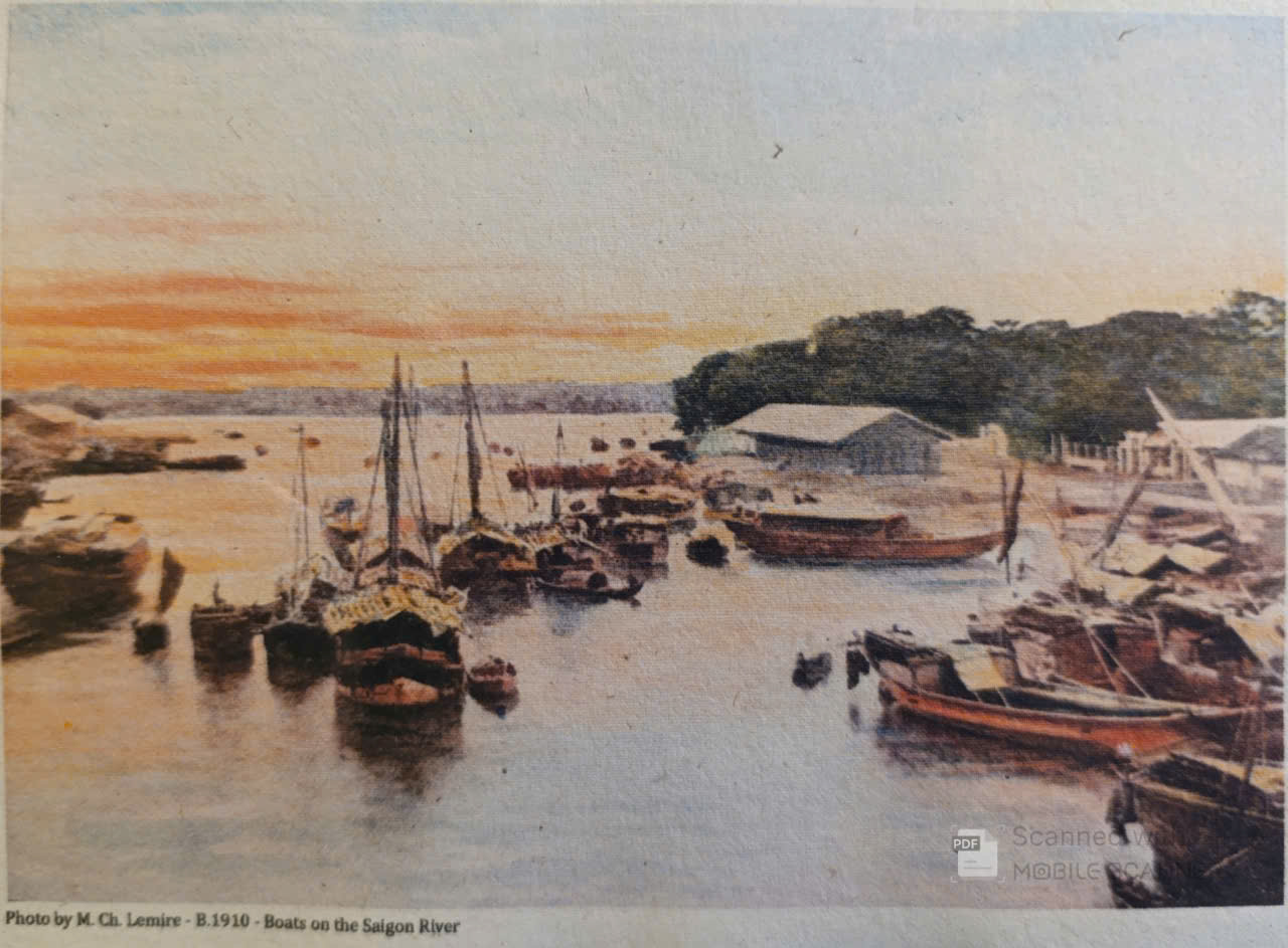 Poster on Dó lụa paper - Thuyền trên sông Sài Gòn
