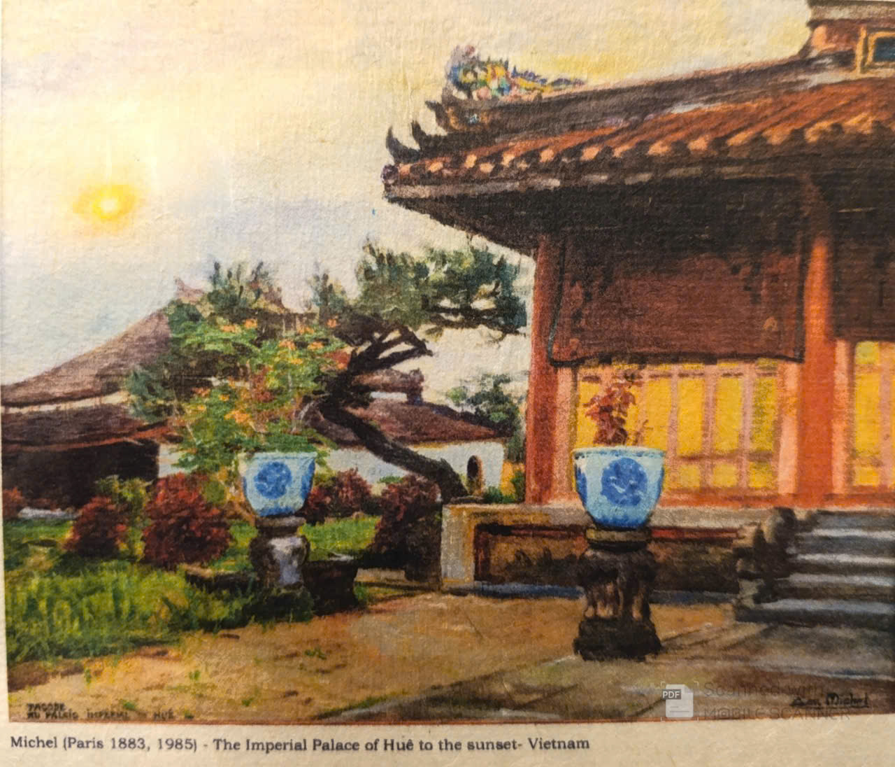Poster on Dó lụa paper - Hoàng cung Huế lúc hoàng hôn