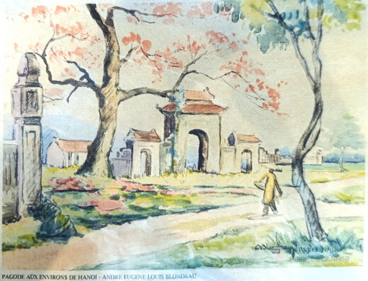 Poster on Dó lụa paper - Cổng làng Hà Nội