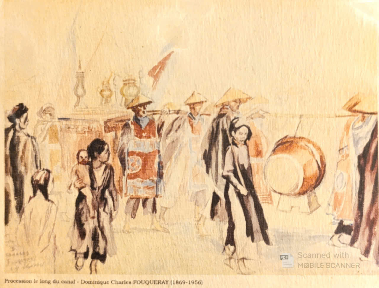 Poster on Dó lụa paper - Đám rước