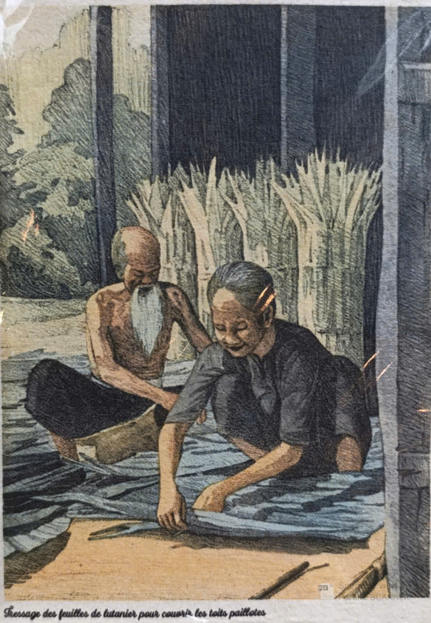 Poster on Dó lụa paper - Làm mái tranh để lợp nhà