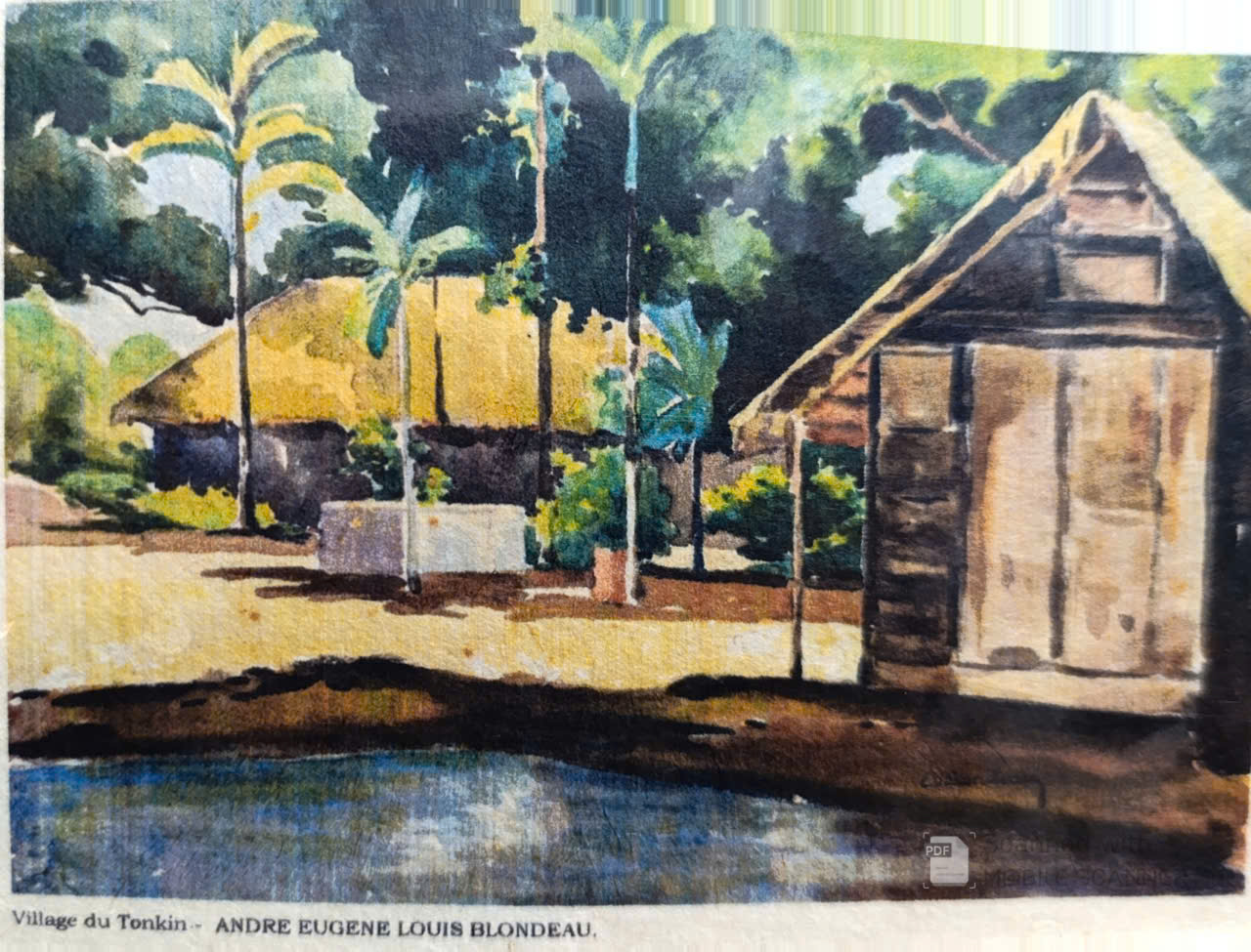 Poster on Dó lụa paper - Làng quê Bắc Bộ