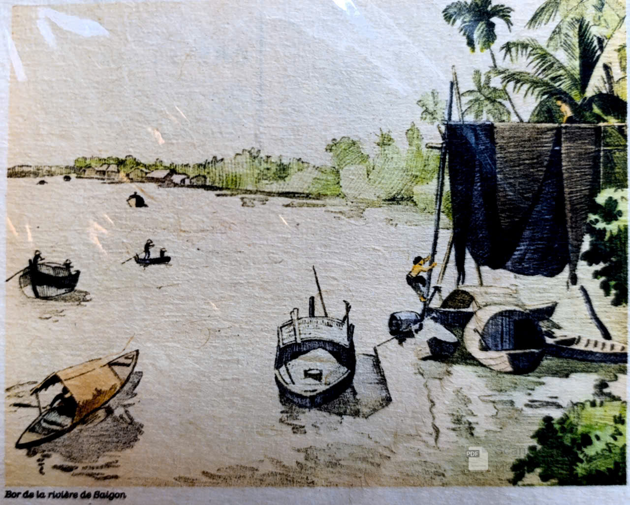 Poster on Dó lụa paper - Bờ sông Sài Gòn
