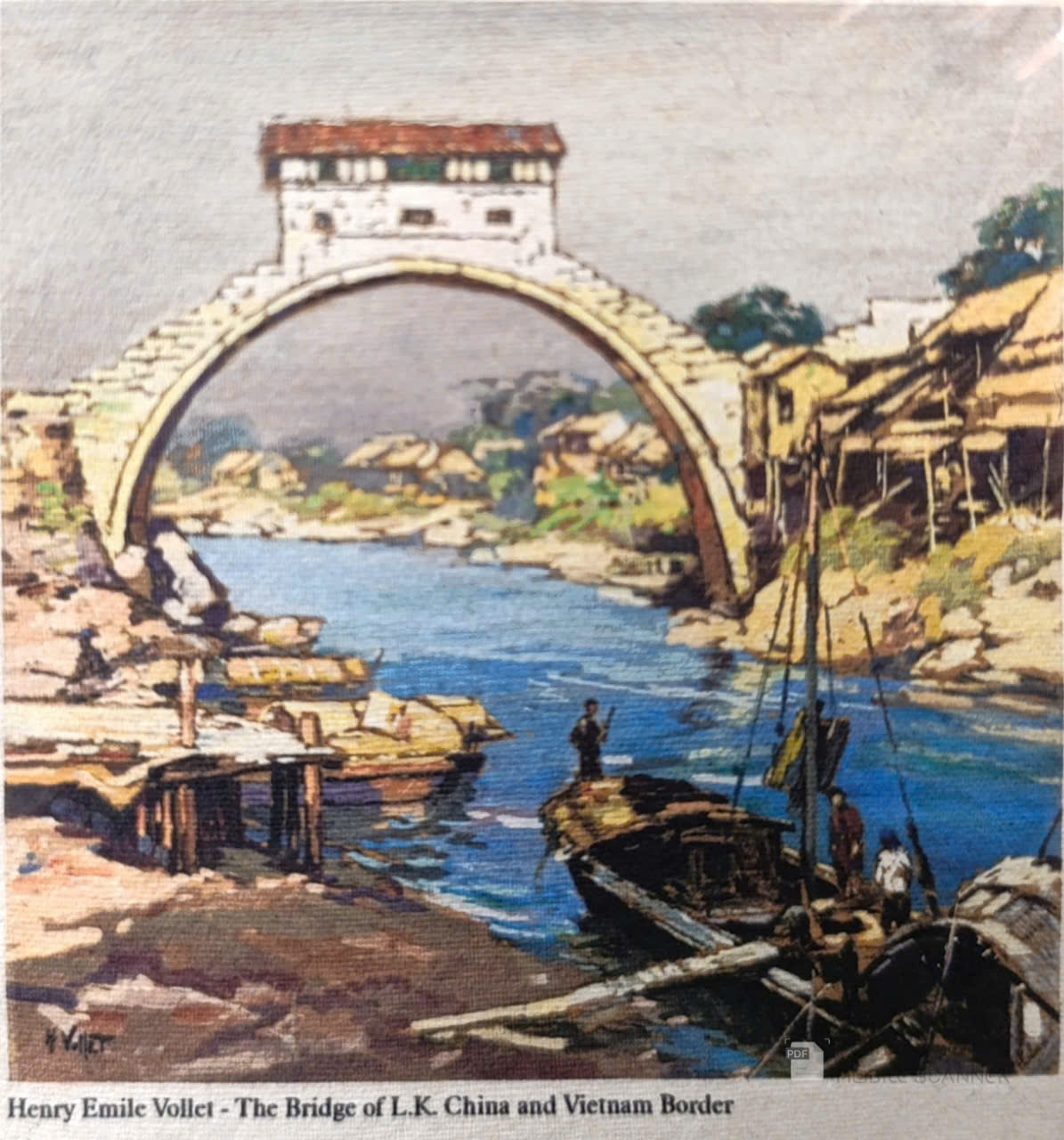 Poster on Dó lụa paper - Cây cầu biên giới Việt Nam - Trung Quốc