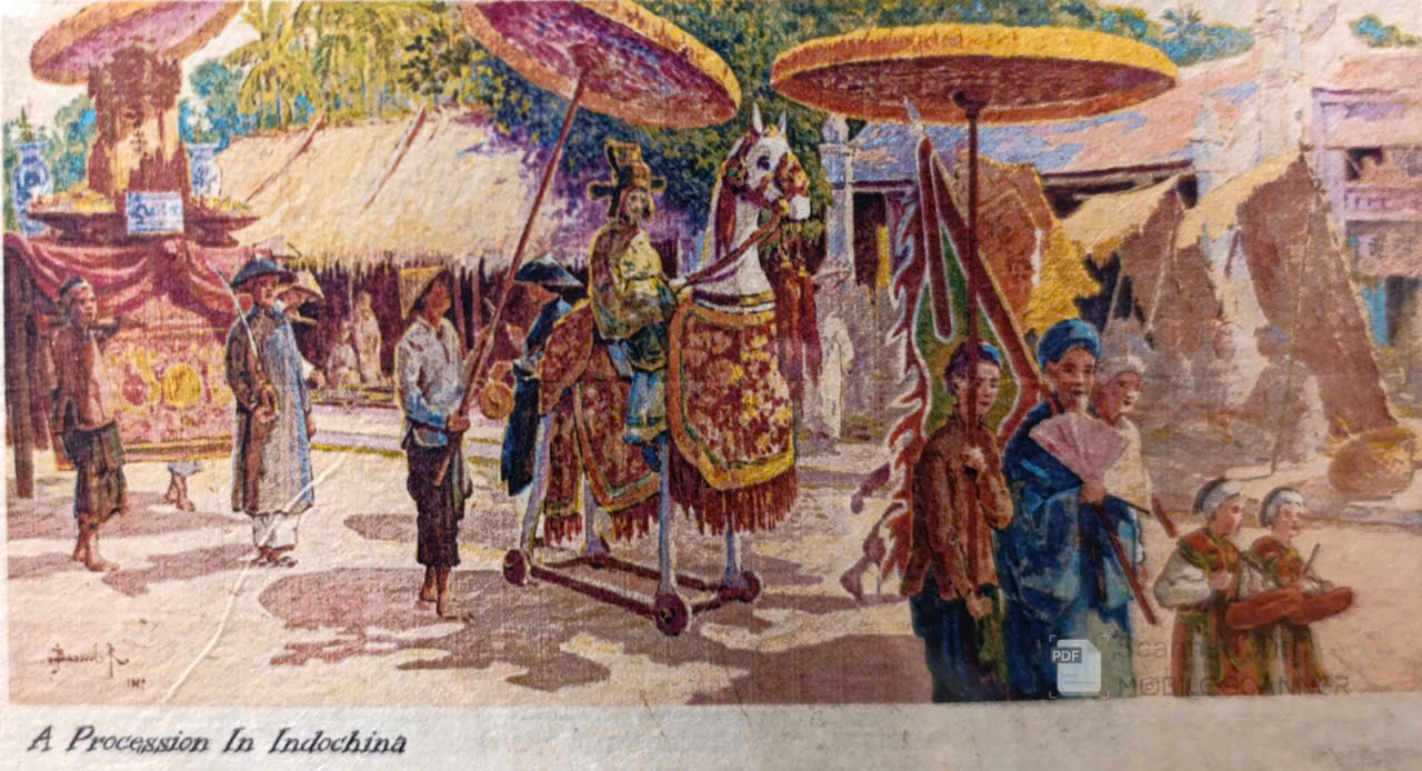 Poster on Dó lụa paper - Một đám rước ở Đông Dương