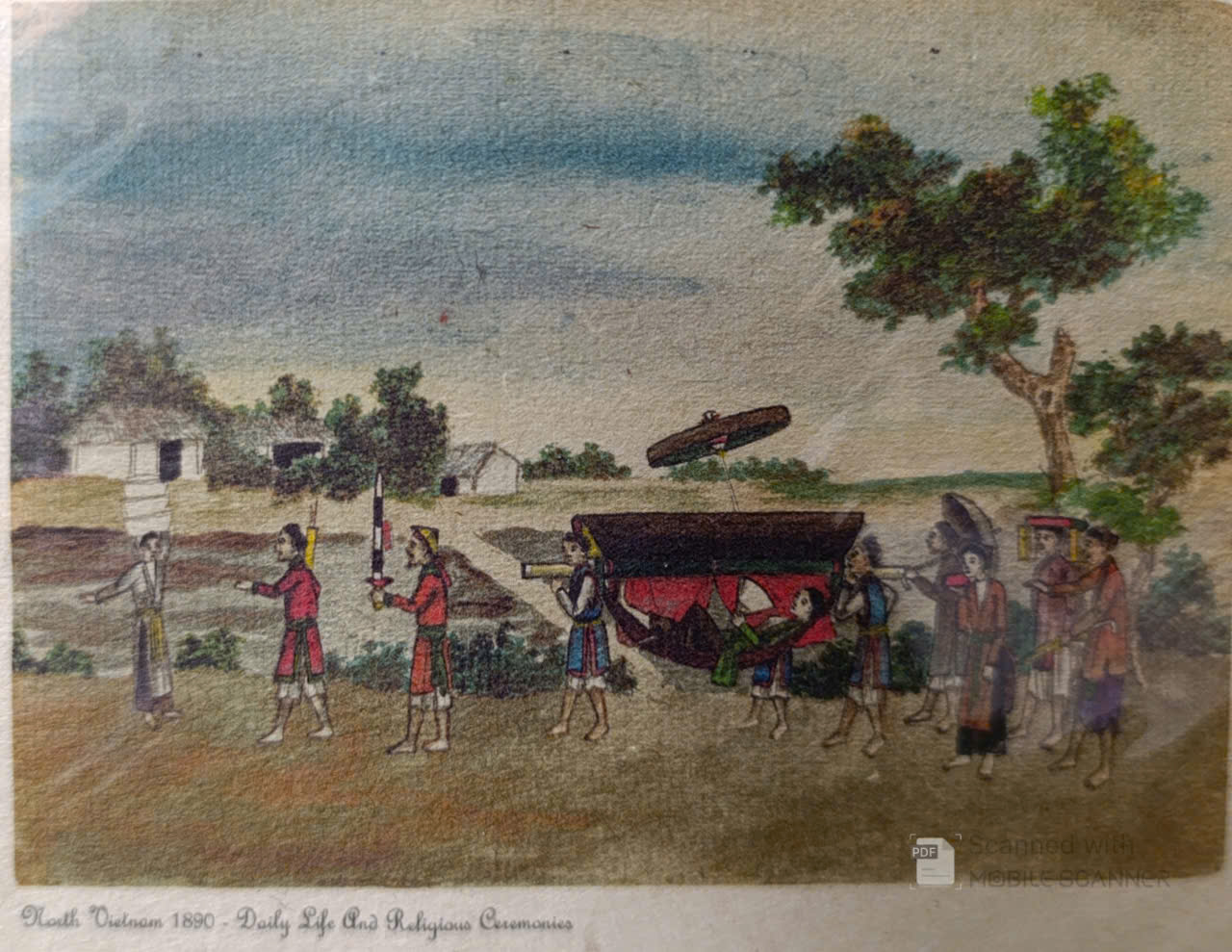 Poster on Dó lụa paper - Đời sống thường nhật và nghi lễ tôn giáo