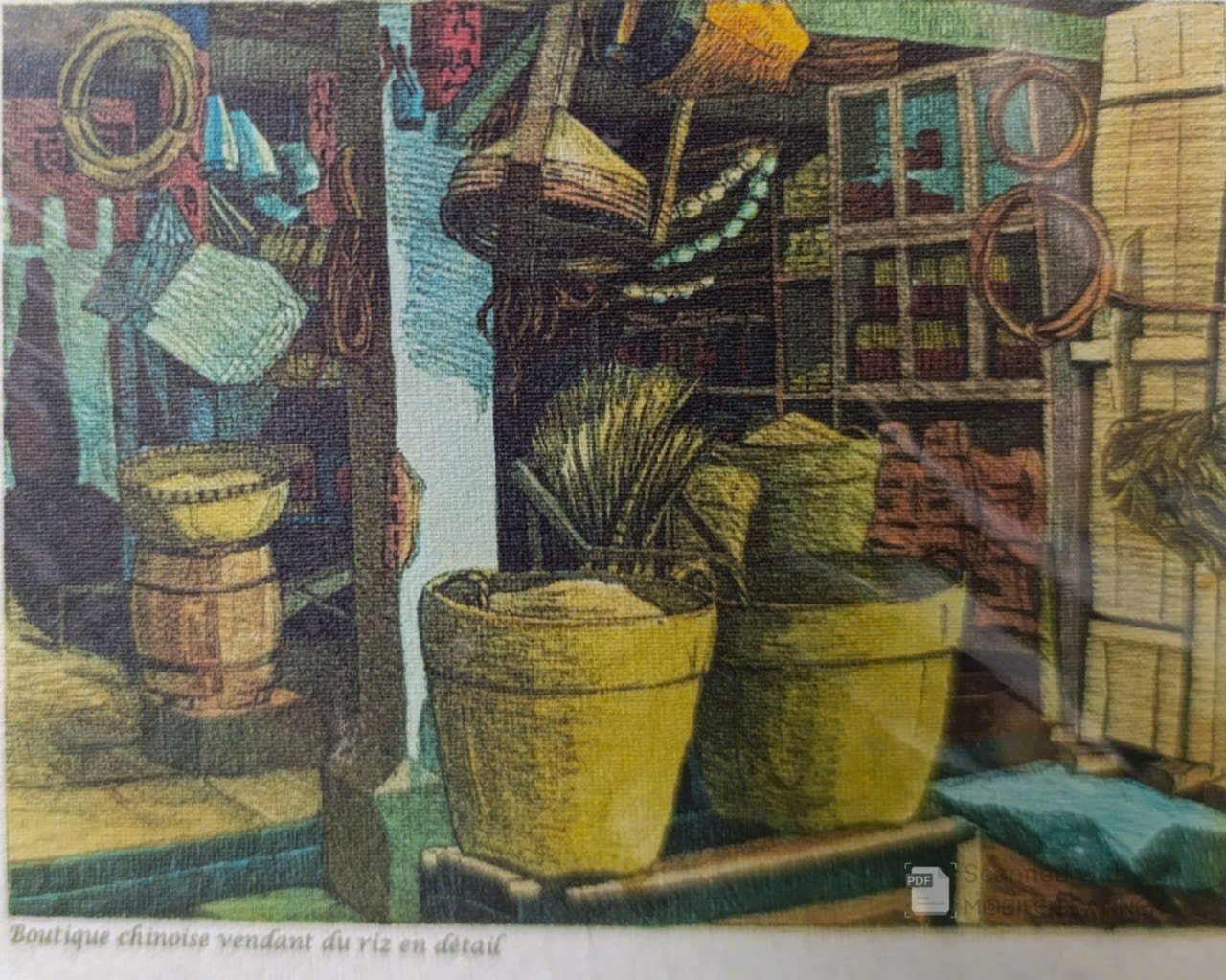Poster on Dó lụa paper - Cửa hàng gạo ở Trung Quốc