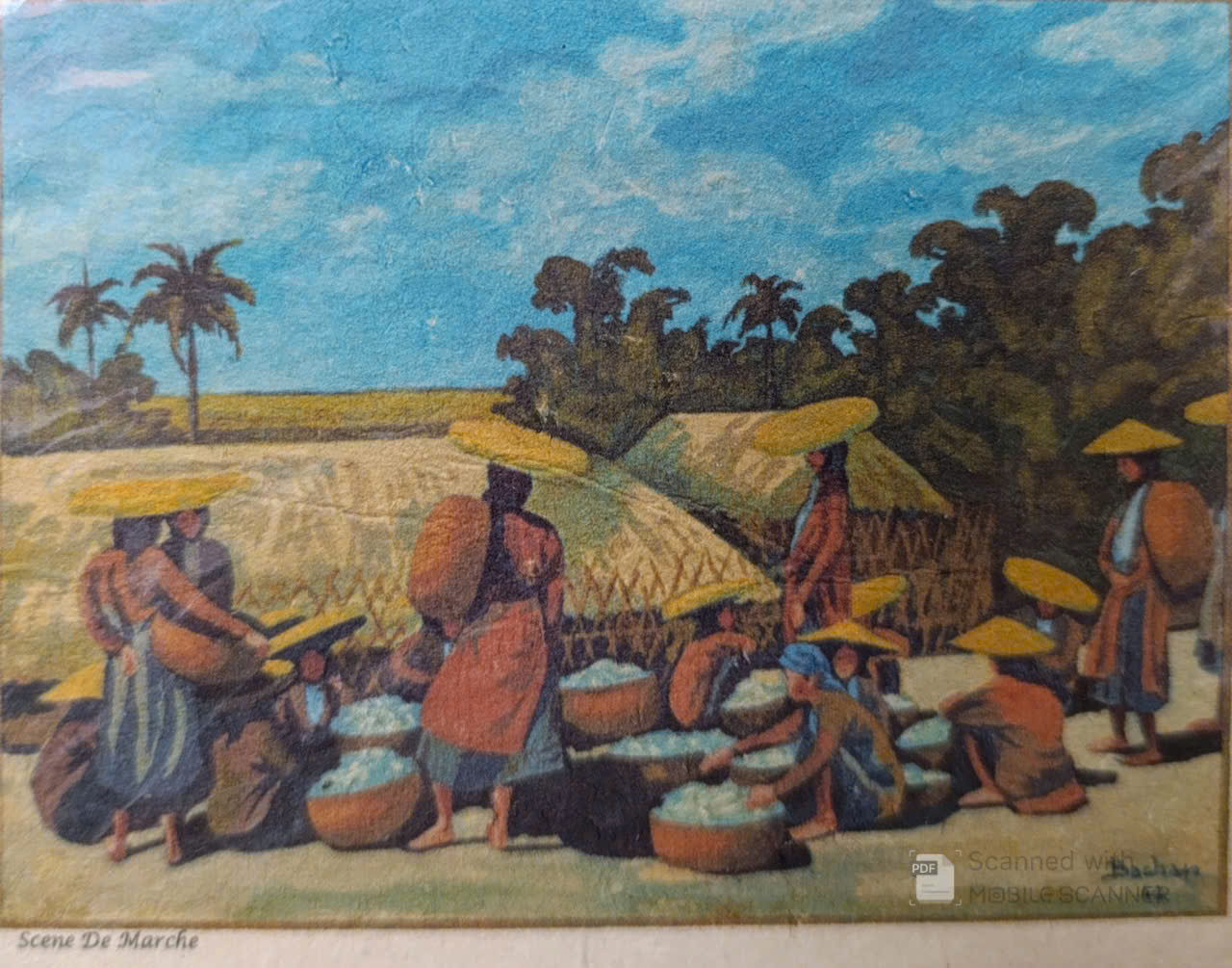 Poster on Dó lụa paper - Cảnh đi dạo
