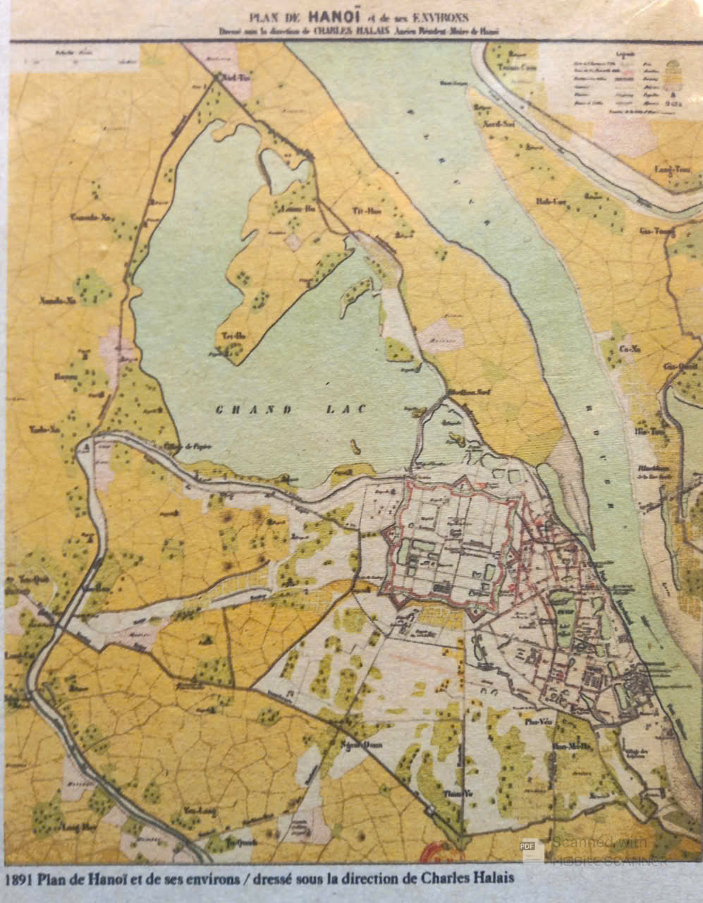 Poster on Dó lụa paper - Plan de Hanoi 1891