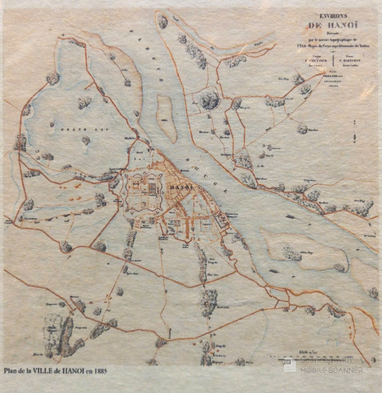 Poster on Dó lụa paper - Ville de Hanoi 1885