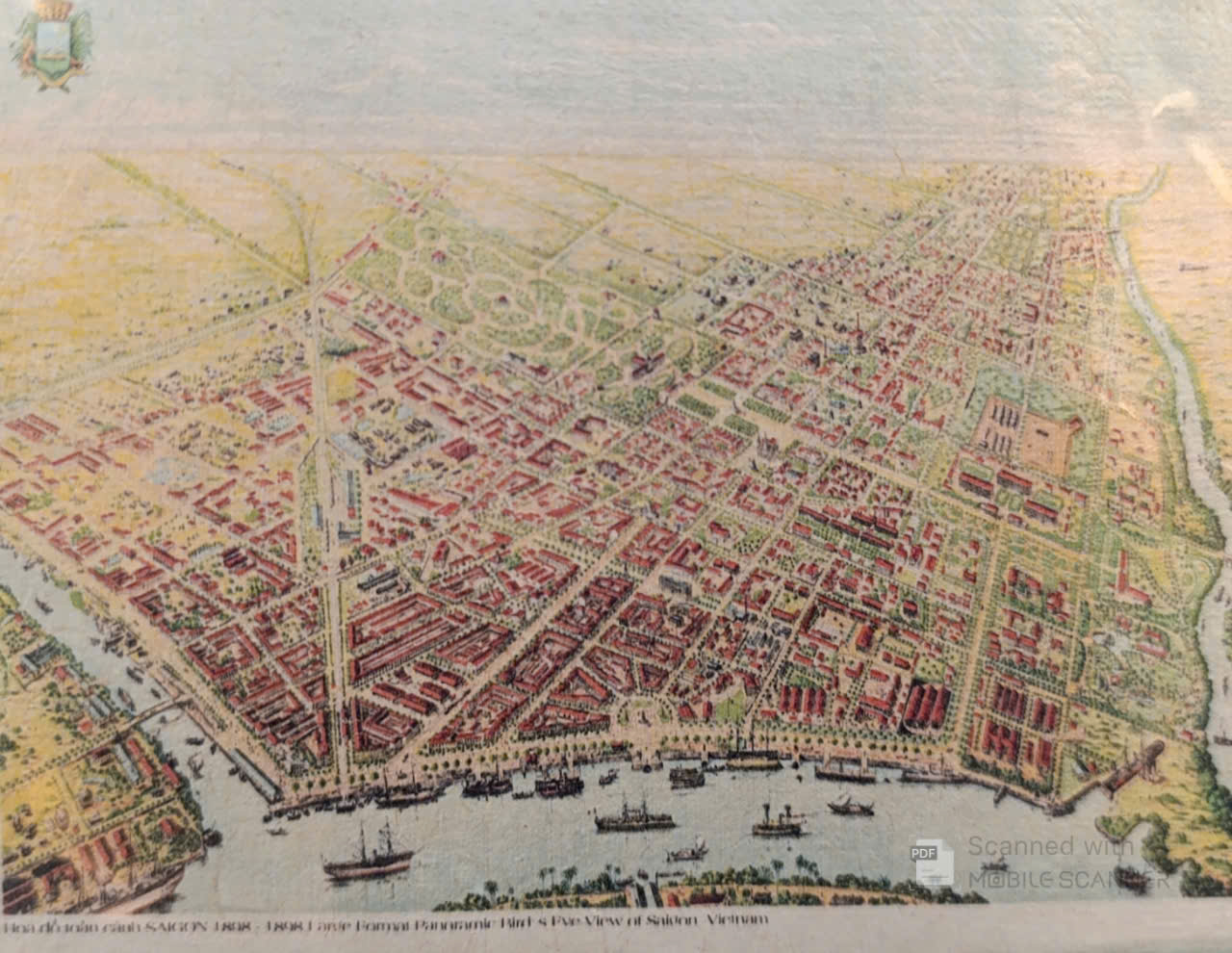 Poster on Dó lụa paper - Họa đồ toàn cảnh Saigon 1898