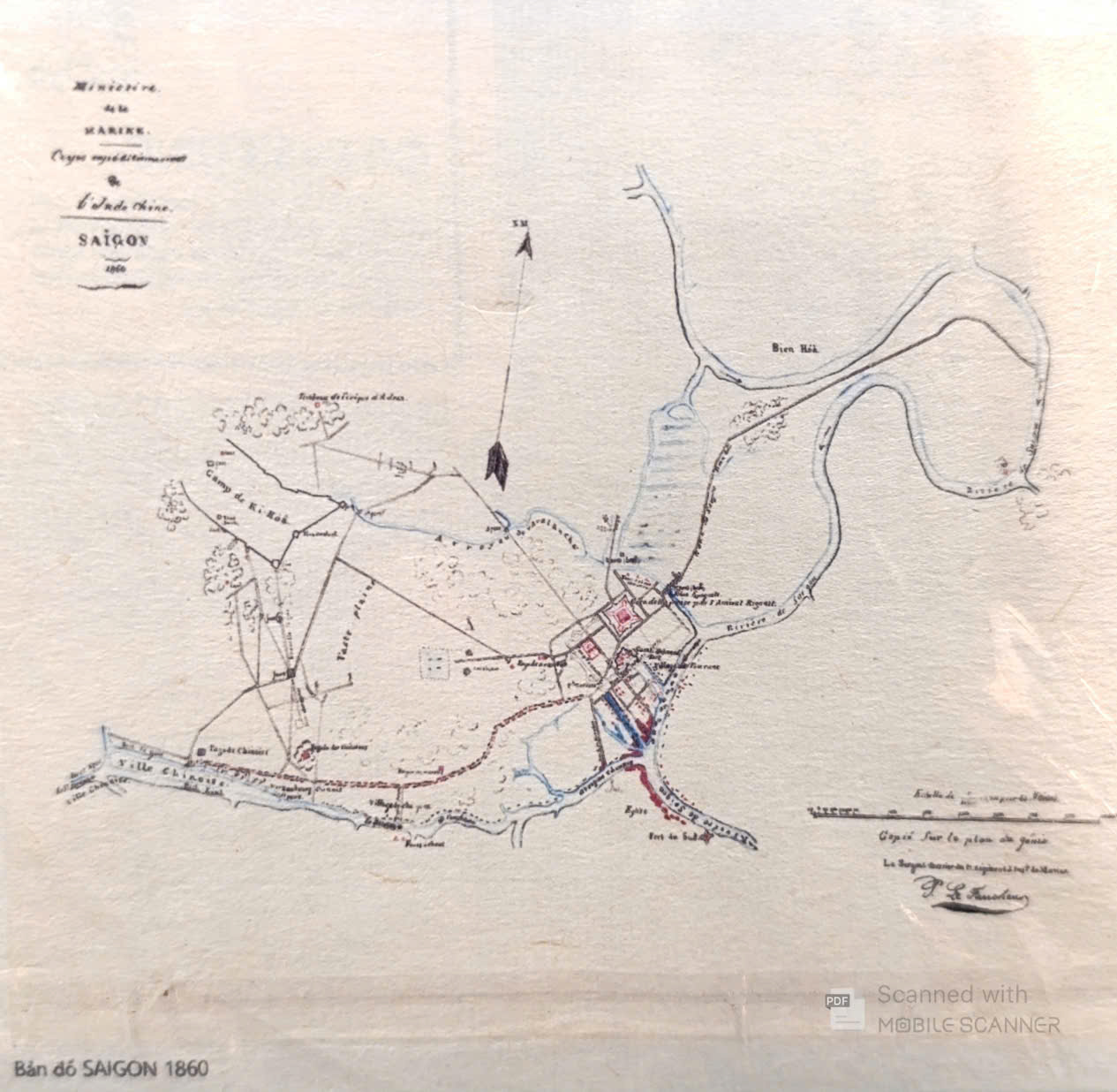 Poster on Dó lụa paper - Bản đồ Sài Gòn 1860