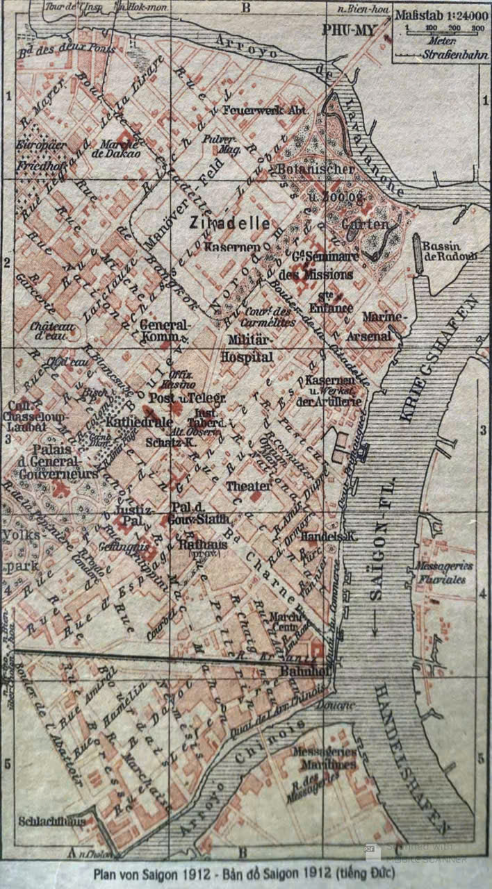 Poster on Dó lụa paper - Plan von Saigon 1912