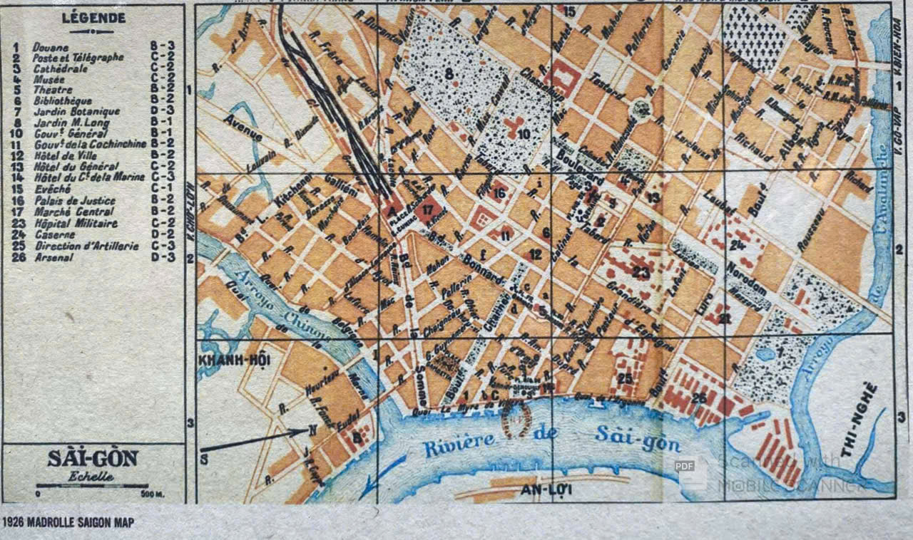 Poster on Dó lụa paper - Madrole Saigon map 1926