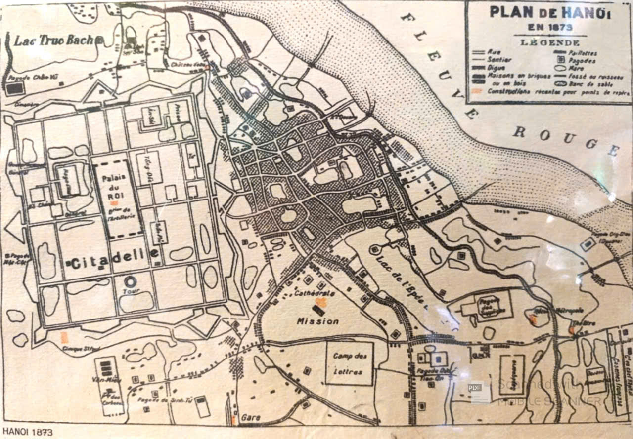Poster on Dó lụa paper - Plan de Hanoi 1873