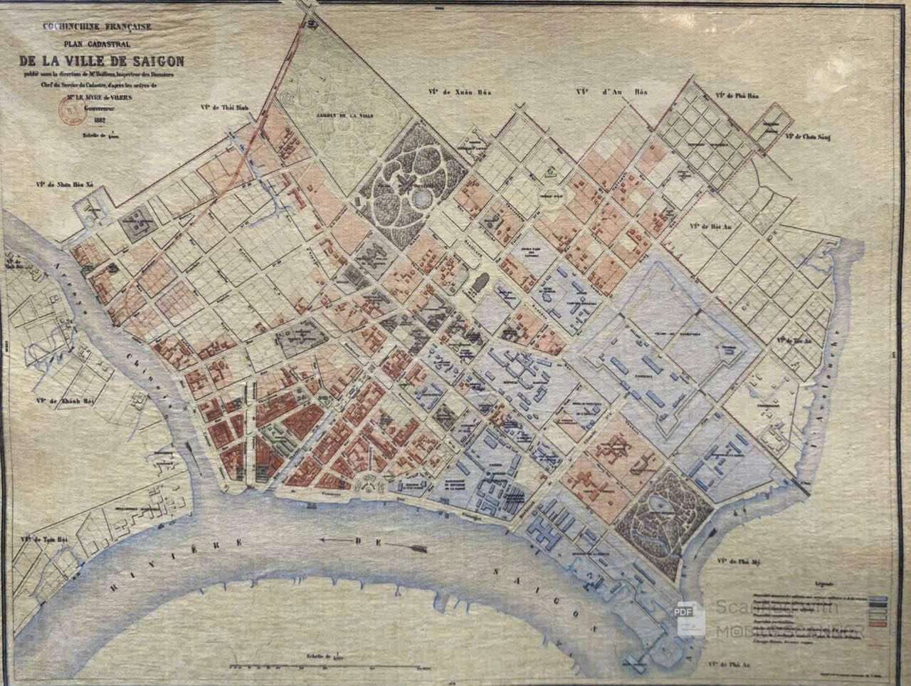Poster on Dó lụa paper - De la ville de Saigon 188x