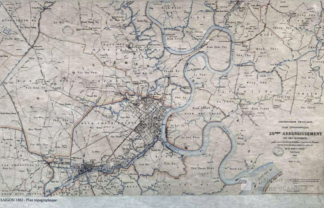 Poster on Dó lụa paper - Sài Gòn 1882 Plan topographique 1882