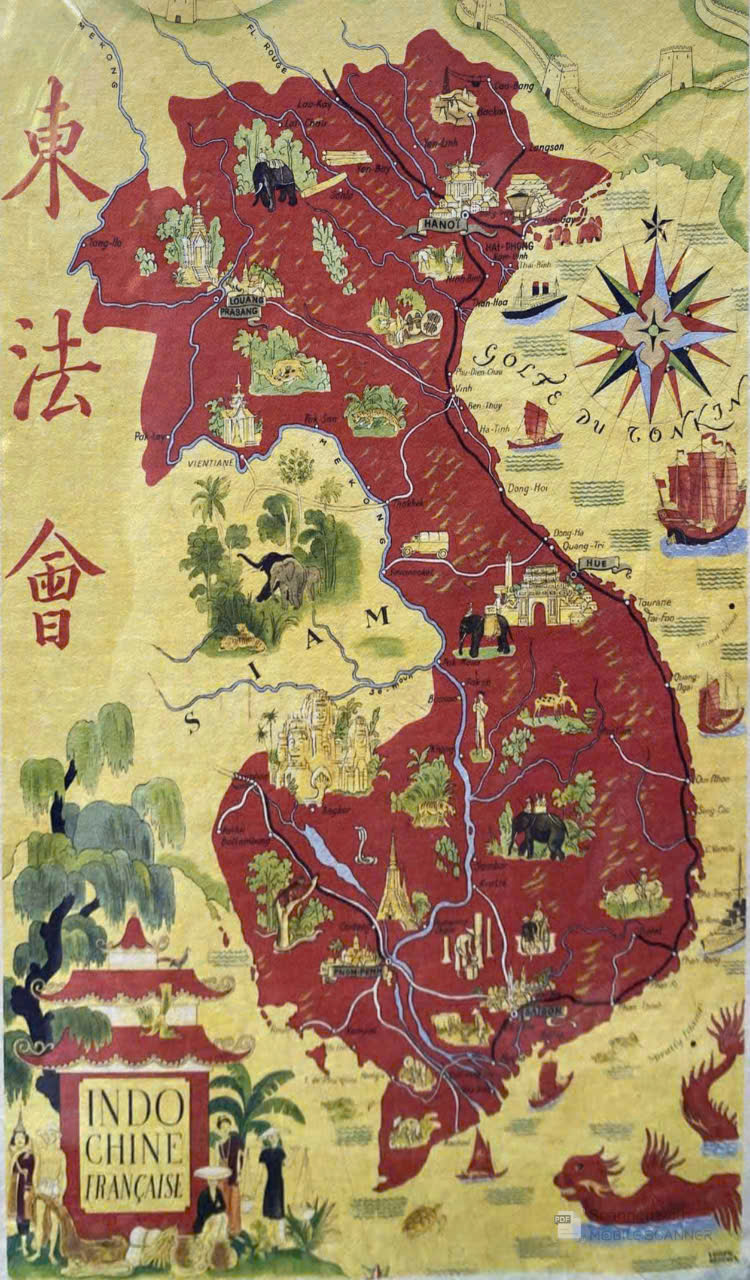 Poster on Dó lụa paper - Indochine (green) 196x