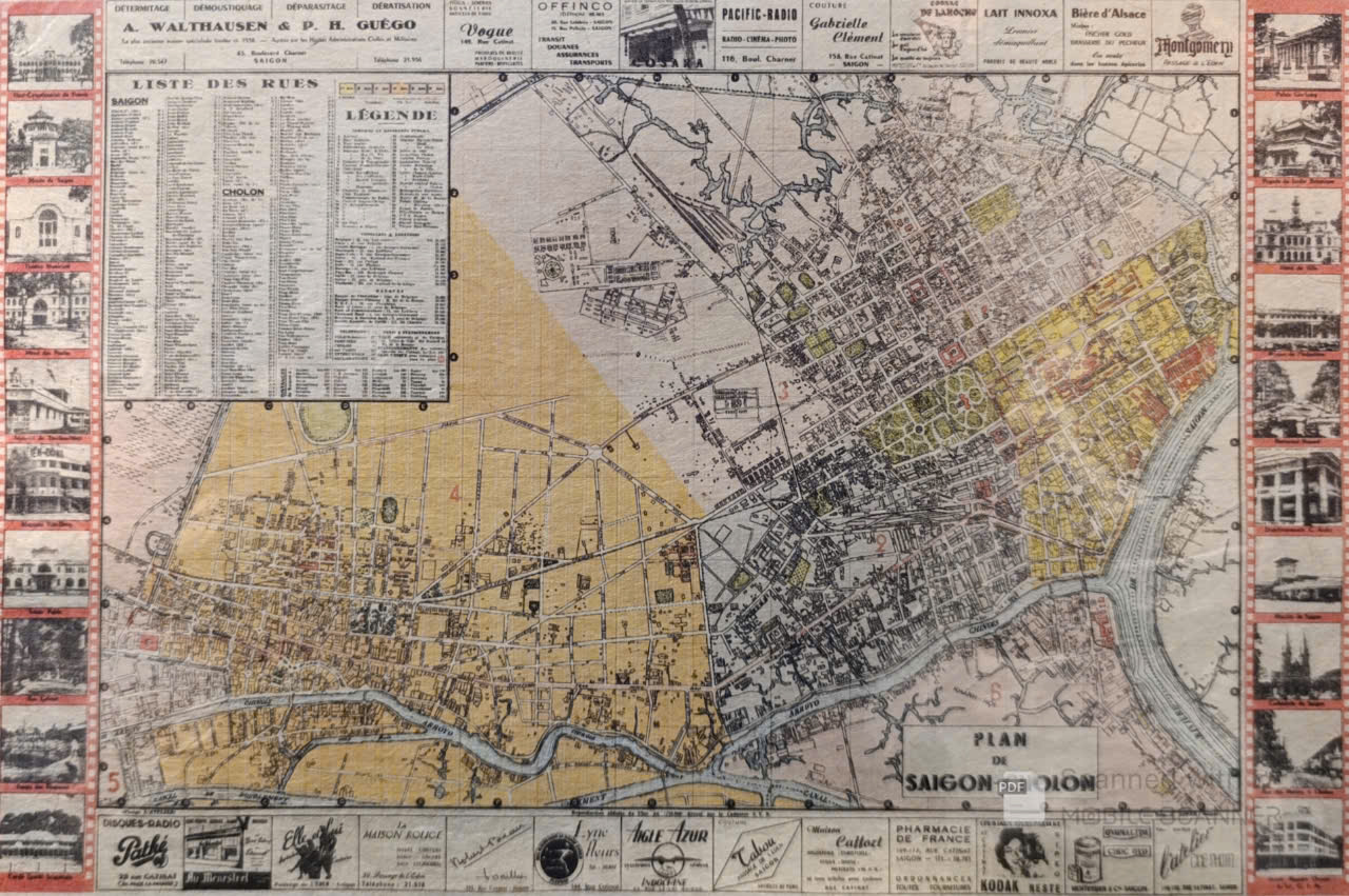 Poster on Dó lụa paper - Plan de Saigon - Cholon 197x