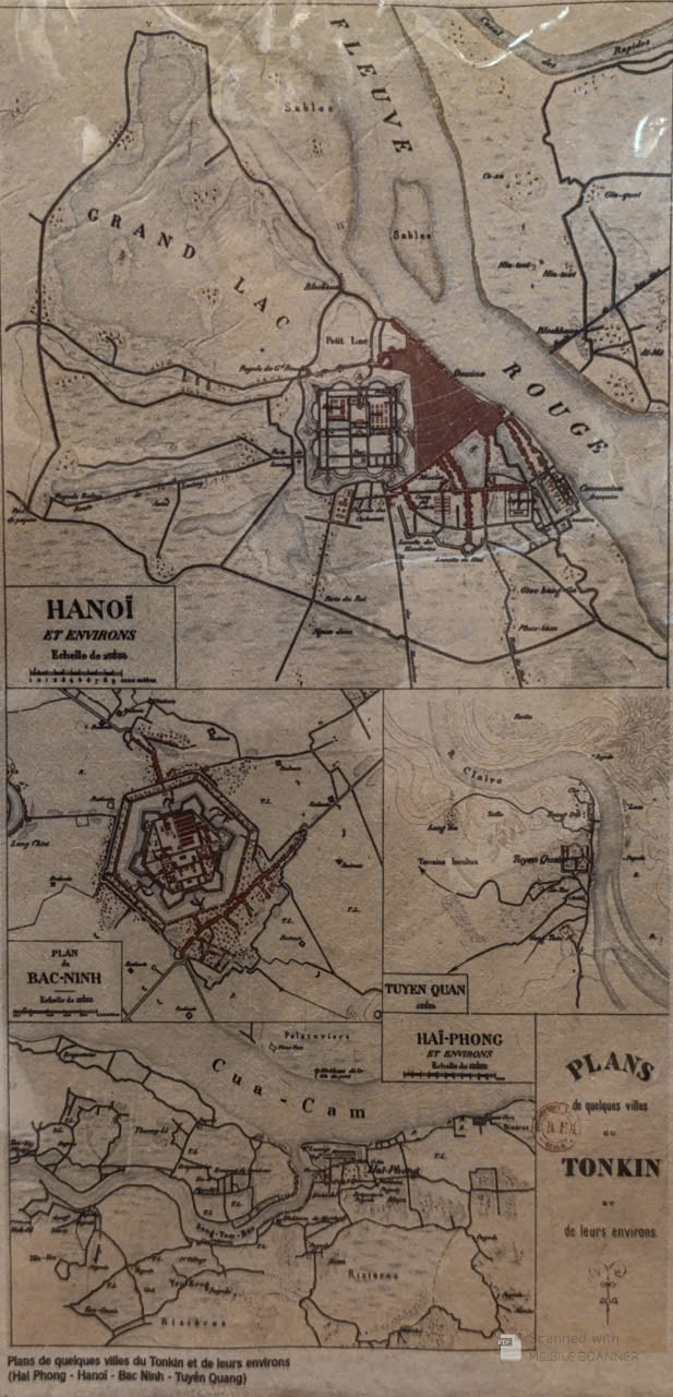 Poster on Dó lụa paper - Plans de quelques villes du Tonkin
